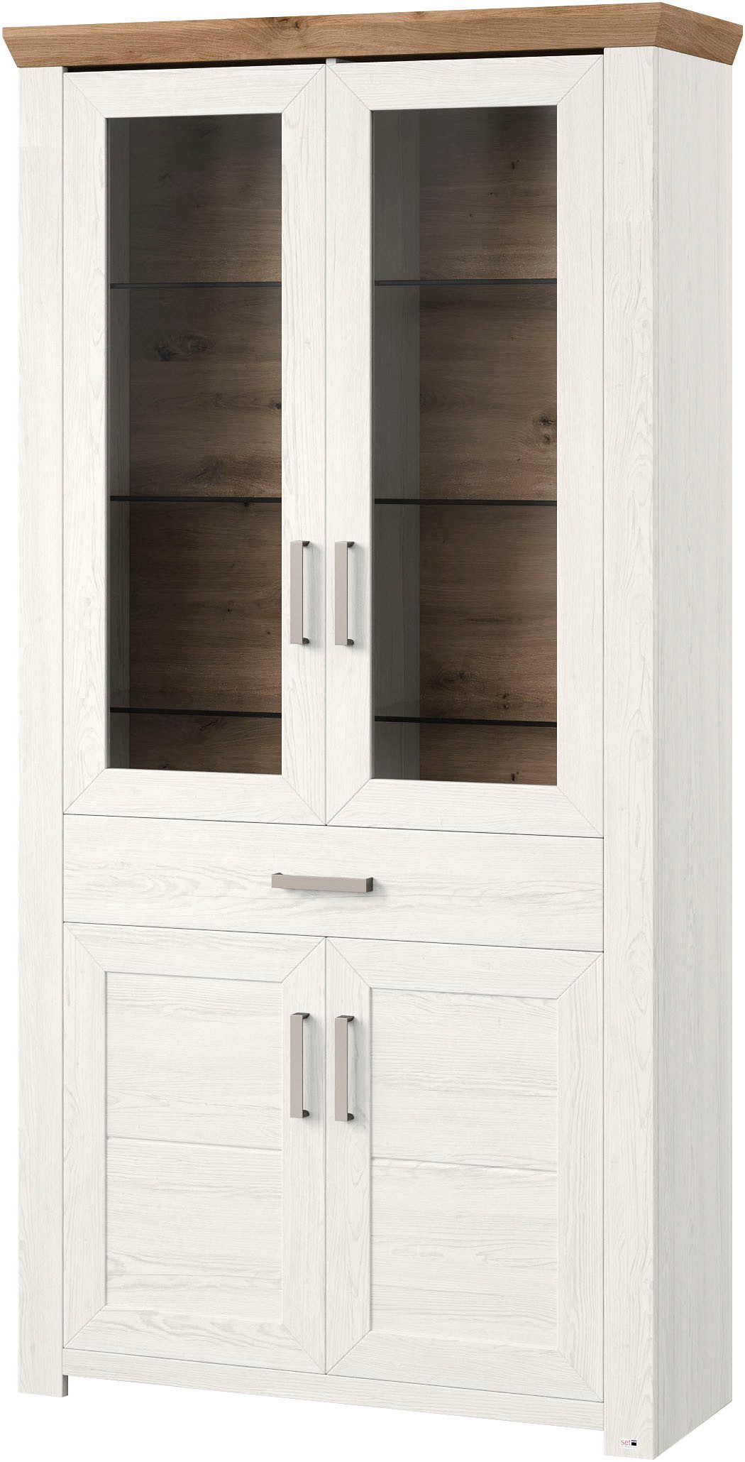 set one by Musterring Staande vitrinekast York Type 18, met twee glazen deuren, in 3 kleurvarianten, hoogte 207 cm