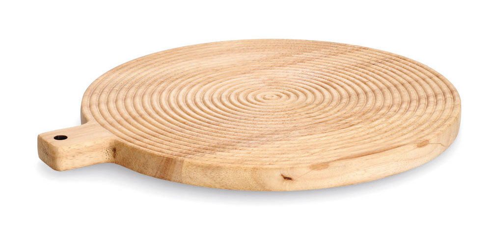 Zeller Present Snijplank m. handgreep "Strepen", rubberboom (1 stuk)