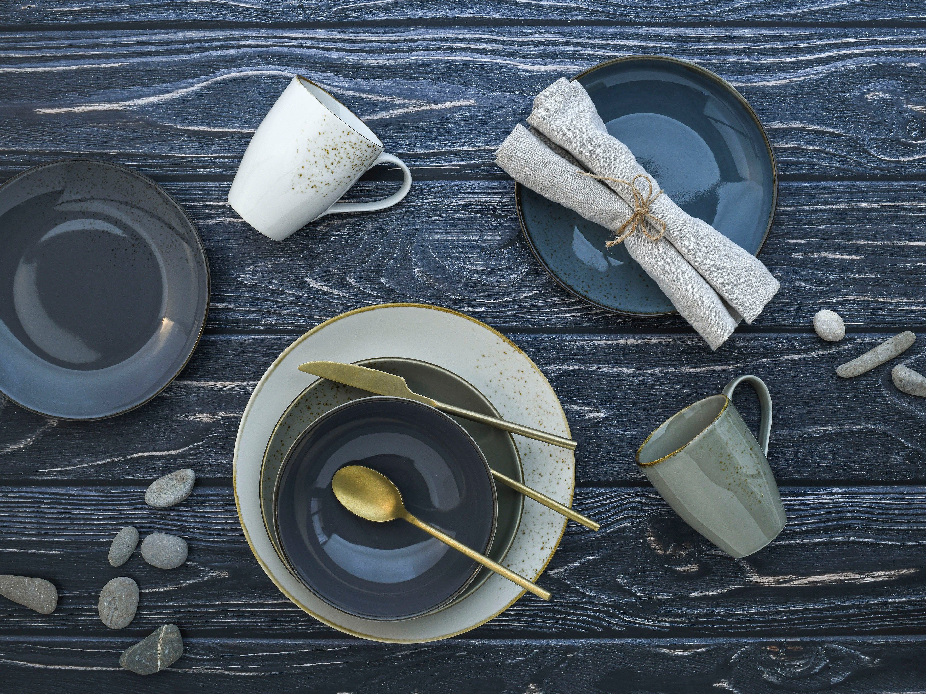 CreaTable Combi-servies Servies-set NATURE COLLECTION Nordic Style Servies, ambachtelijke look, 16 delen, voor 4 personen (set, 16-delig)