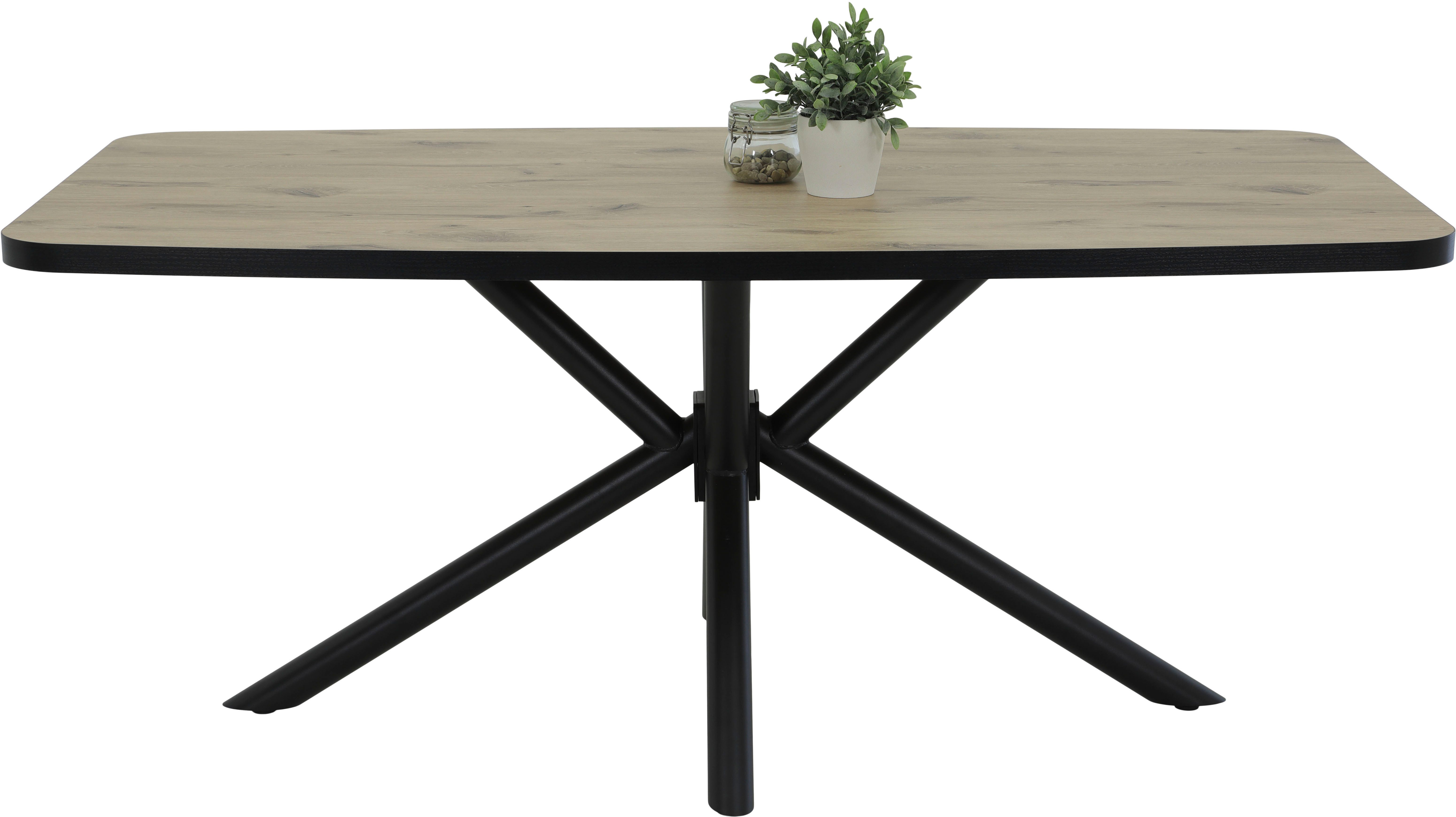 HELA Eettafel Jana ABS-kant, melamine, bootvormig, verdubbeld, breedte 180 cm (1 stuk) eettafels bruin