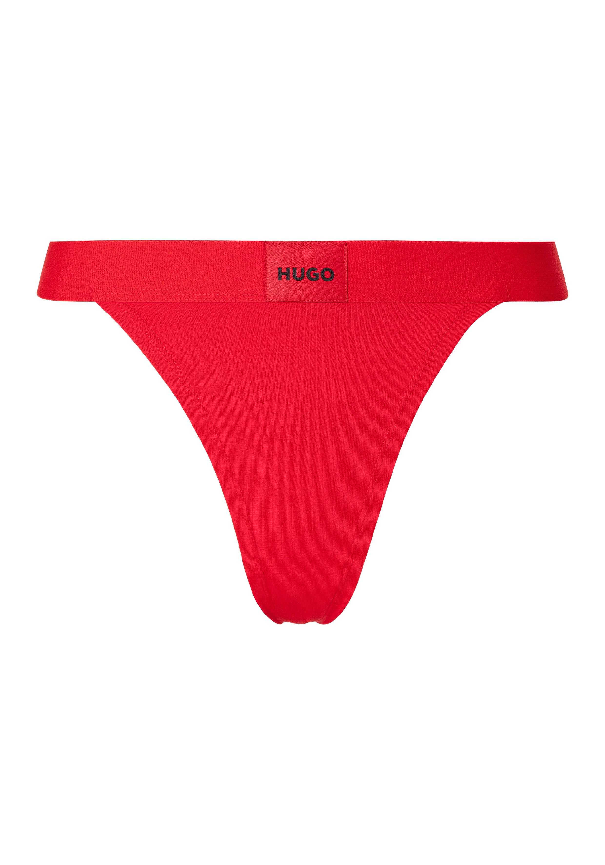 HUGO underwear String Red Label met logo op de elastische tailleband dames tailleslips maat XL rood