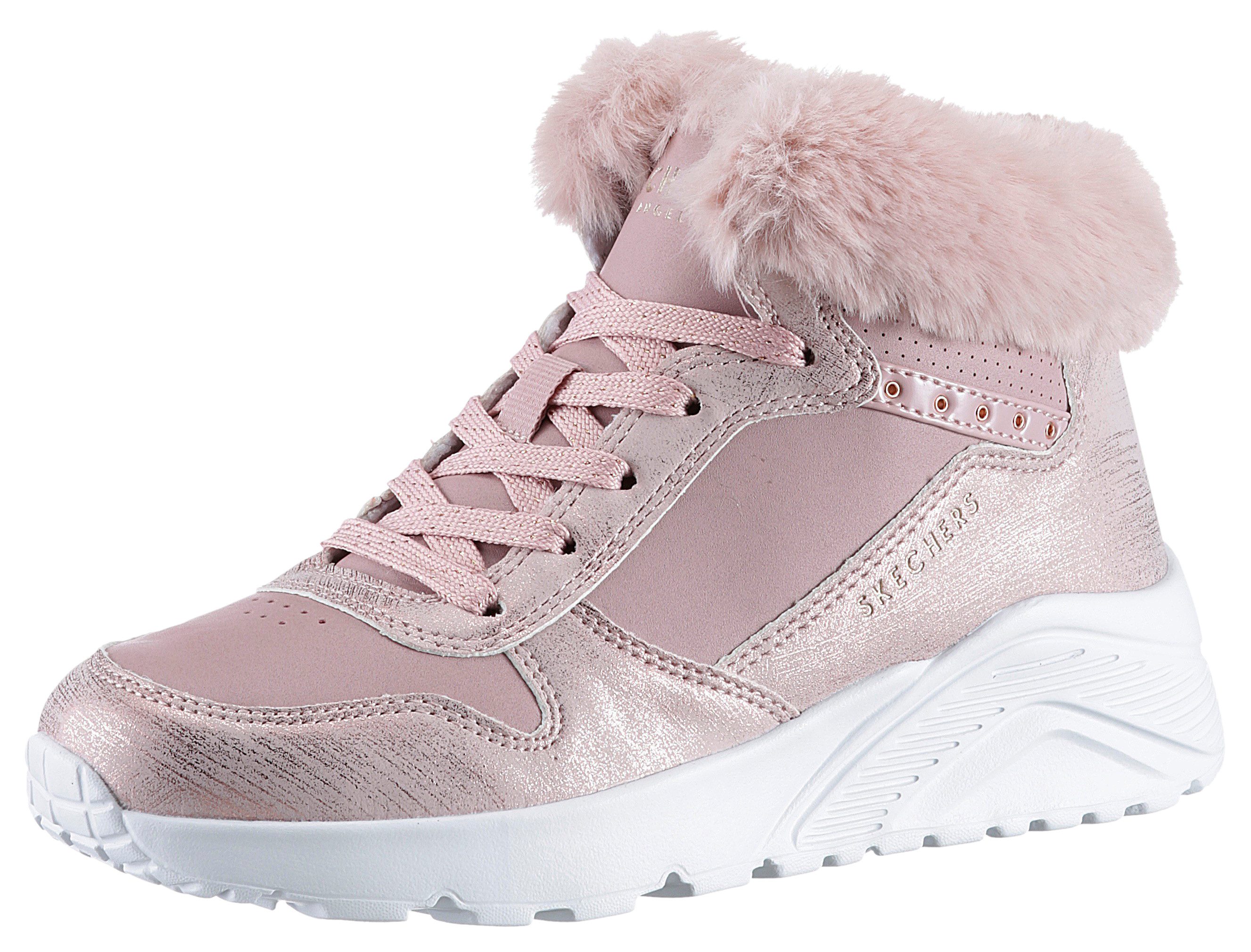 Skechers Sneakers Uno Lite - Comfurt Collar , veterschoenen, winterlaarzen, high top sneaker met verwarmende voering meisjes sneakers maat 35 roze