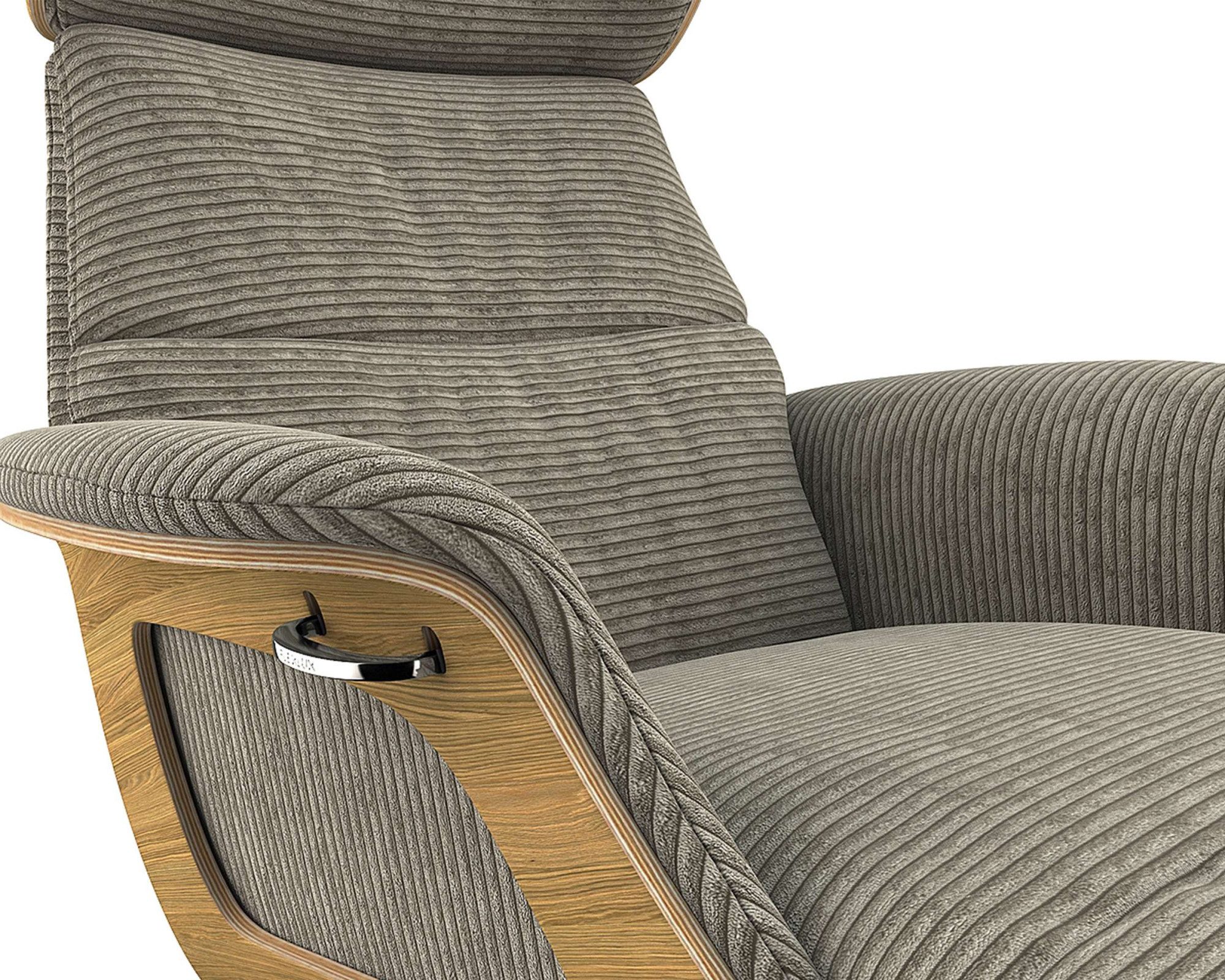 FLEXLUX Loungestoel Clement chaise longue, relaxstoel, ligstoel Rug- en hoofdsteunverstelling, armleuning, geolied eiken, voet van aluminium