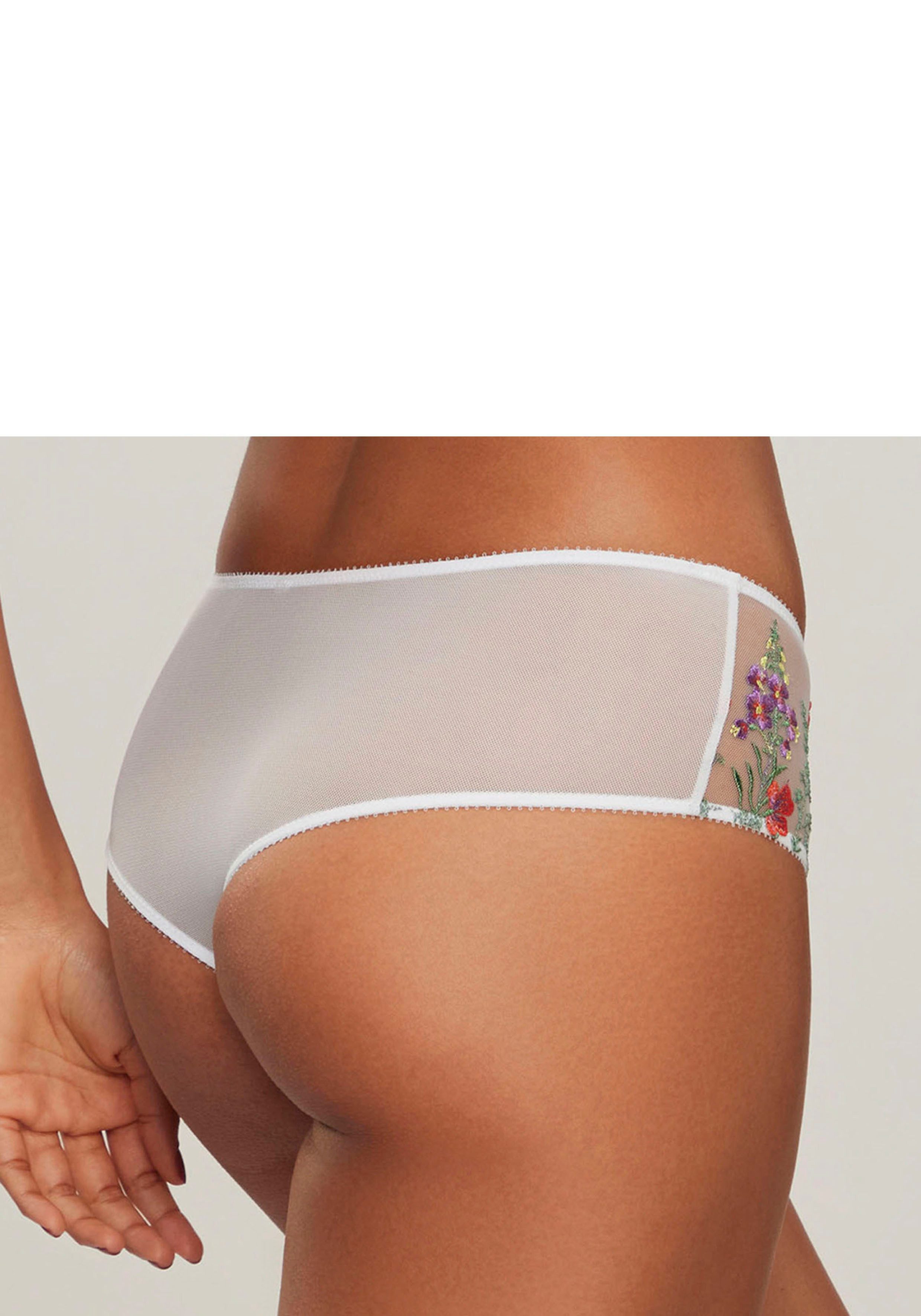 Lascana Stringpants Maria met kleurrijke bloemen van geborduurd kant