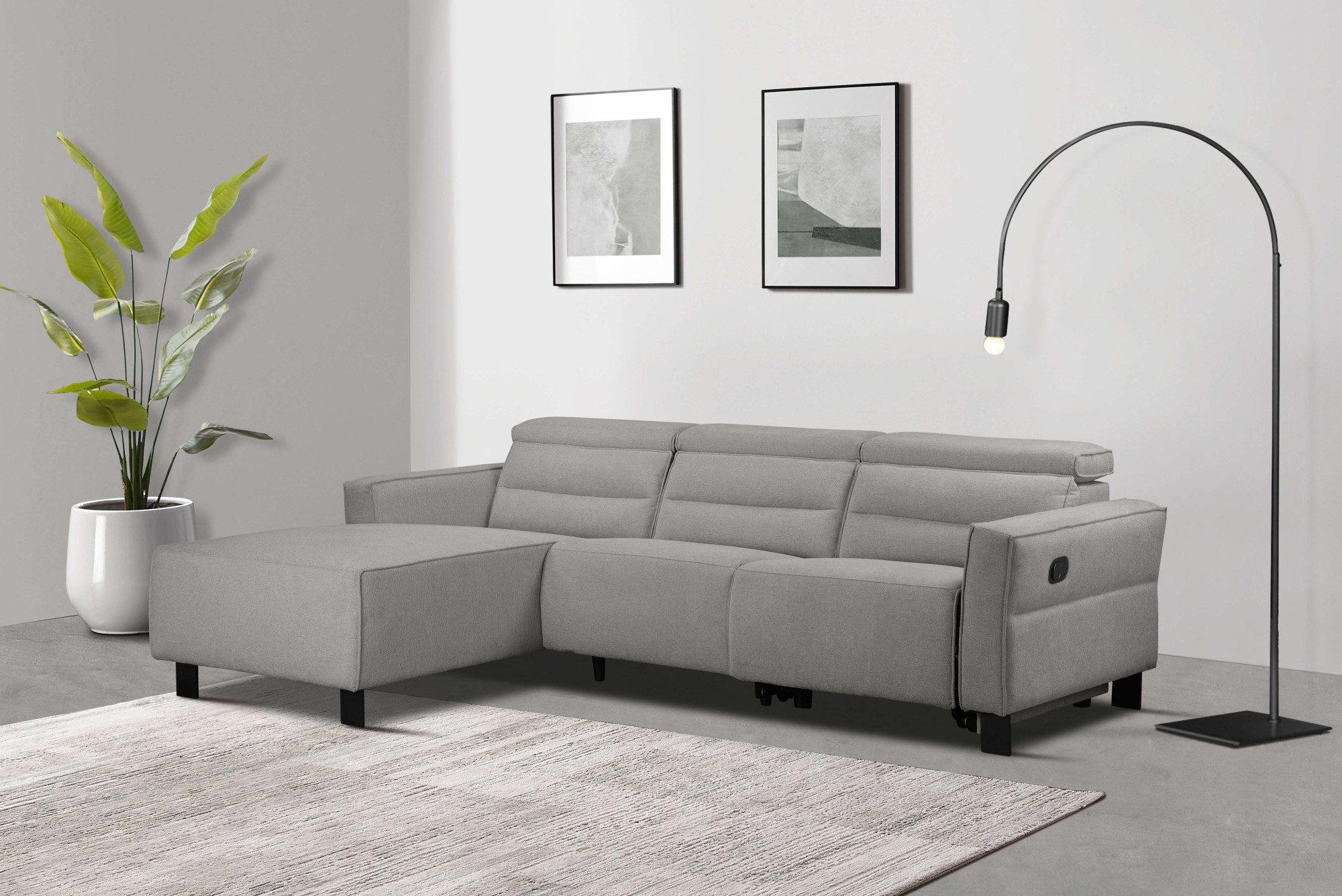 Places of Style Hoekbank Carpari, L-vorm, 263 cm, handmatige of elektrische relaxfunctie
