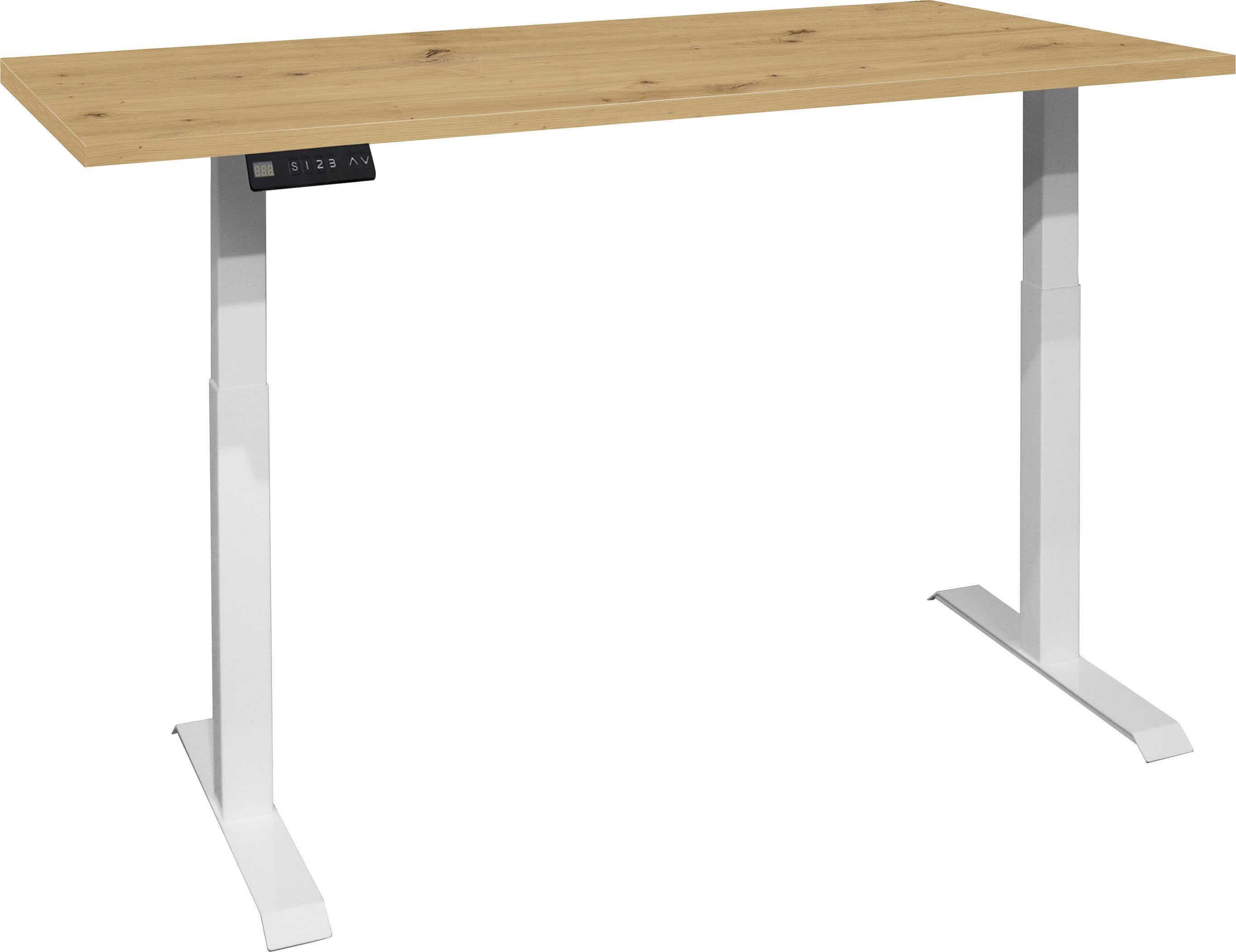 Mäusbacher Bureau Big System Office Breedte 140 cm, elektrisch in hoogte verstelbaar bureaus beige