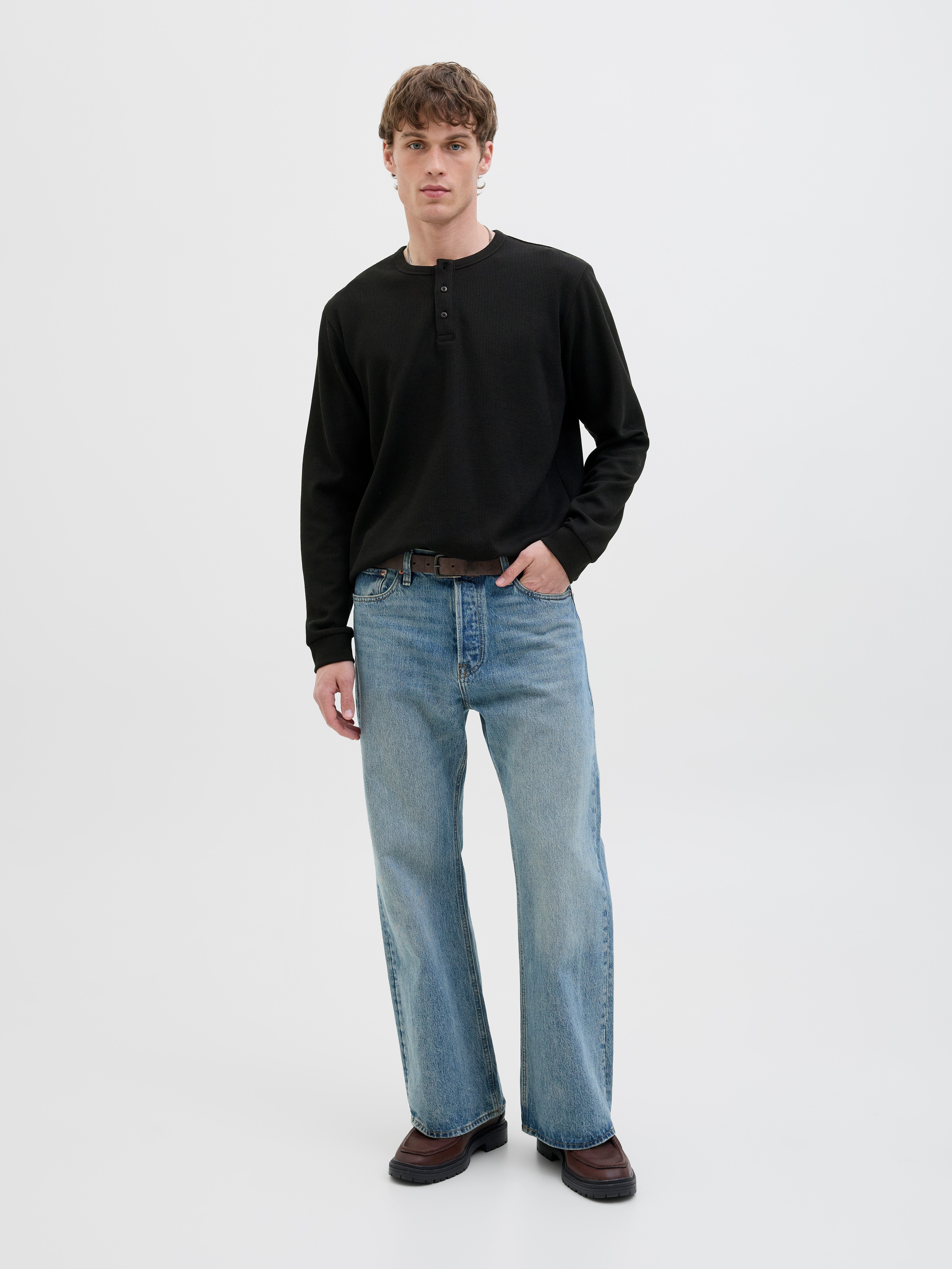 Jack & Jones Shirt met lange mouwen JJEDOVER HENLEY LS TEE NOOS