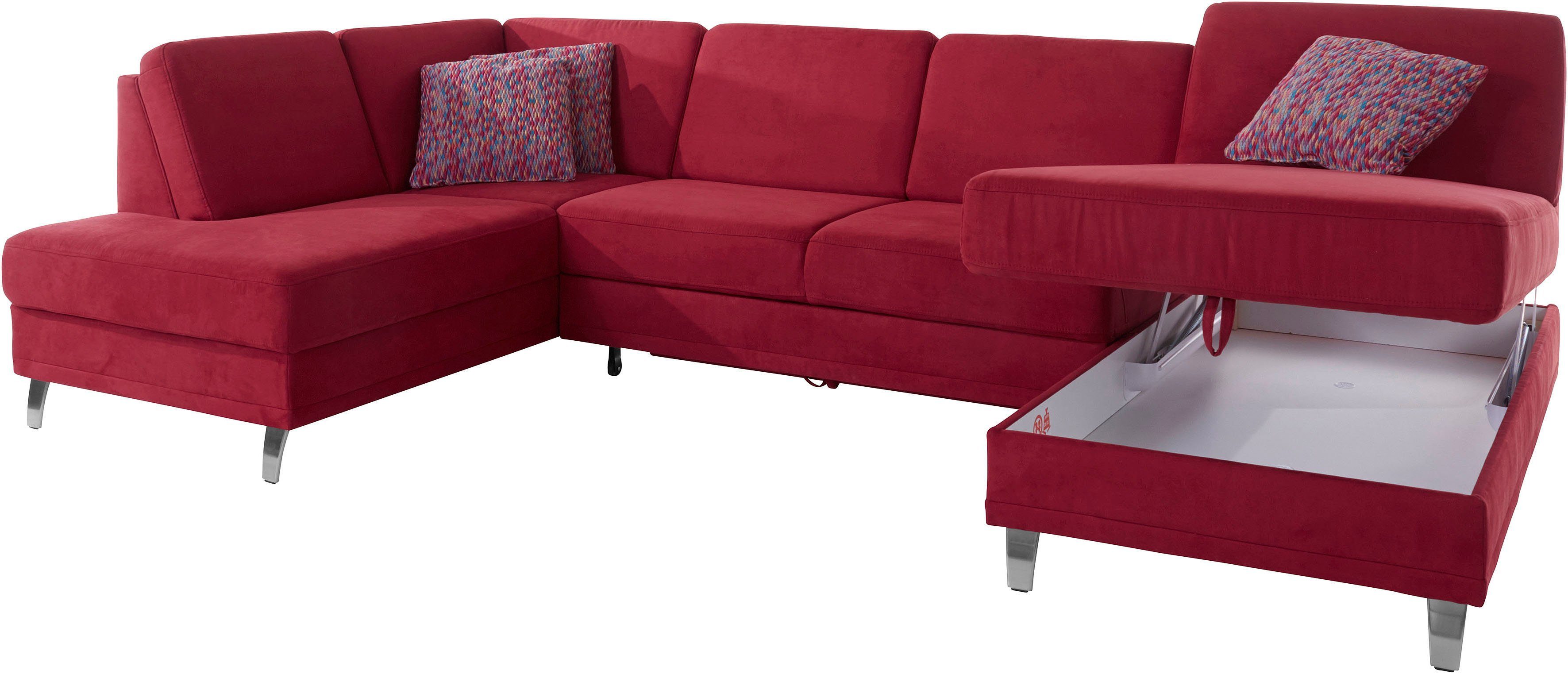 sit&more Zithoek Clio U-vorm naar keuze met slaapfunctie en bedkist, met binnenvering