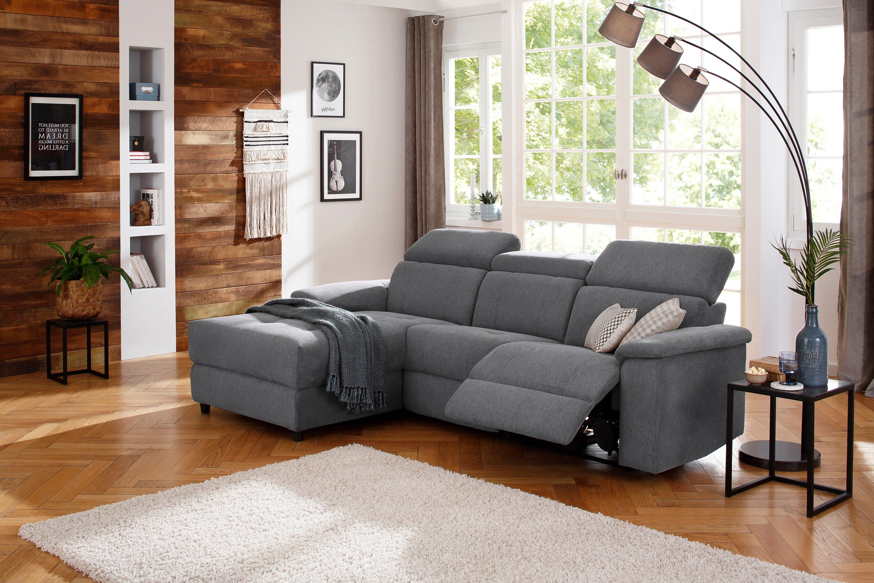 Home affaire Hoekbank Binado, L-vorm, met handmatige of elektrische relaxfunctie met usb-aansluiting