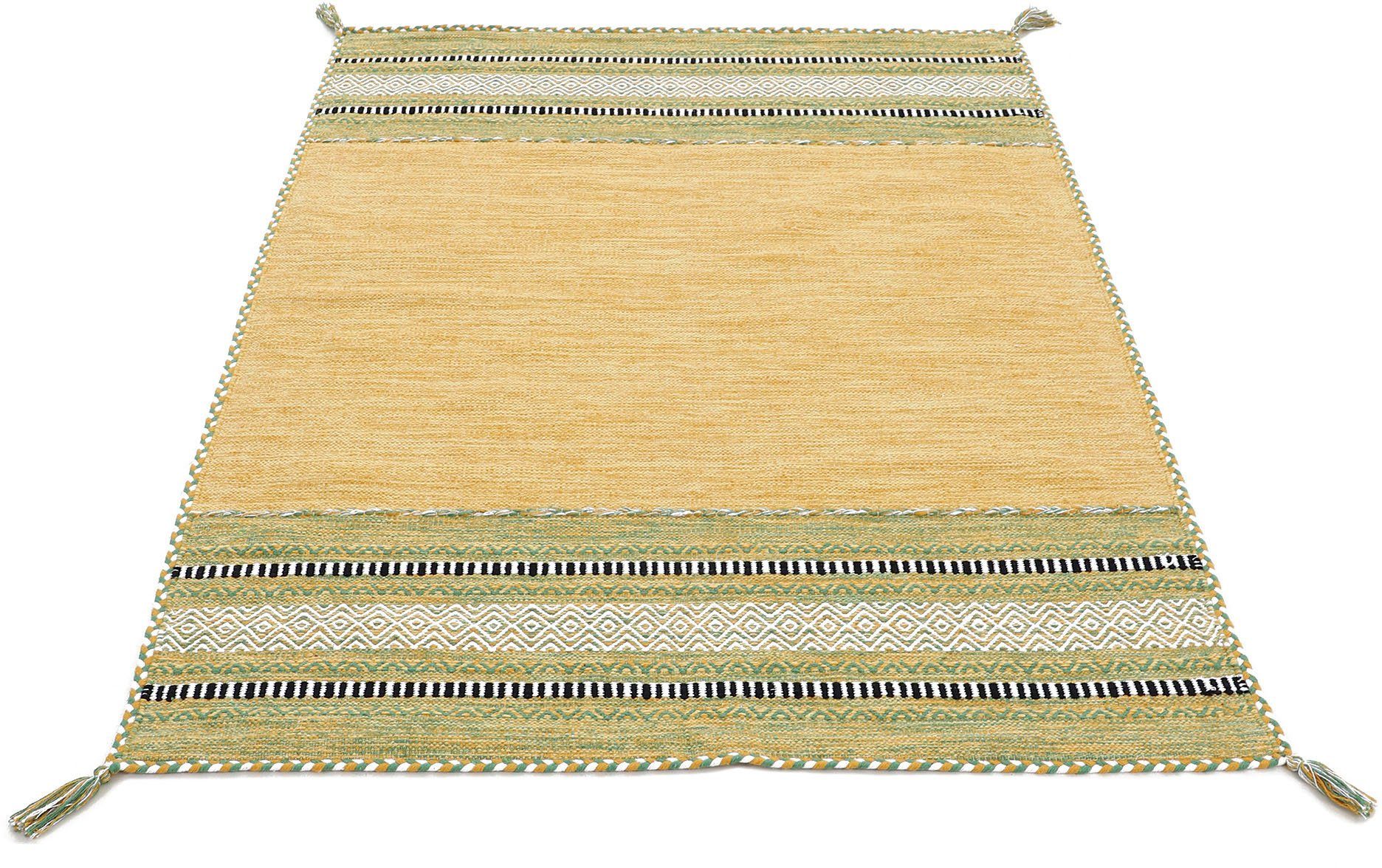 carpetfine Vloerkleed Kelim Azizi Katoenen, tweezijdig te gebruiken kleed met franje, woonkamer