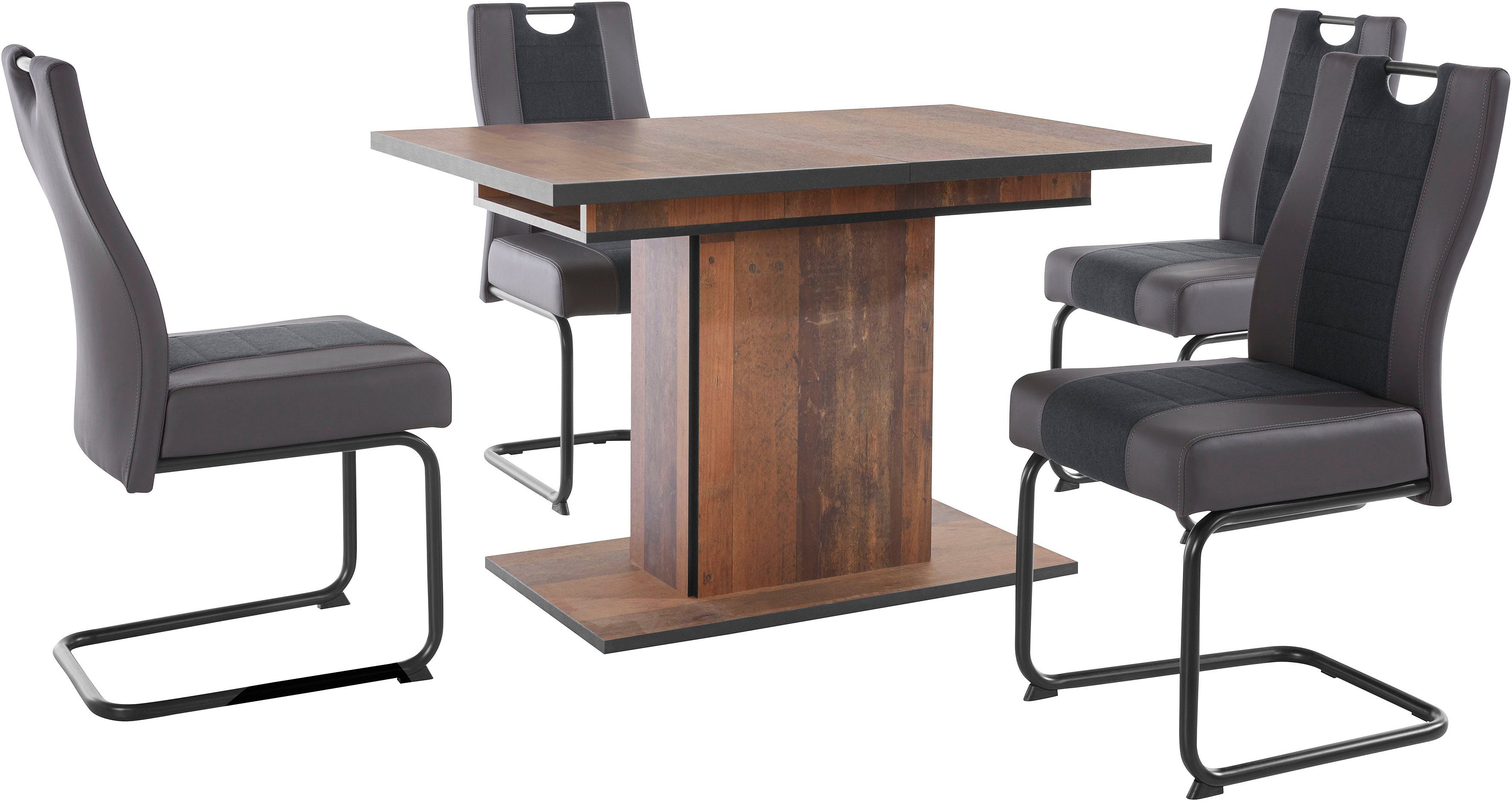 HELA Eethoek bestaand uit 4x stoel erika & 1x tafel ariana uittrekbaar (set, 5-delig)