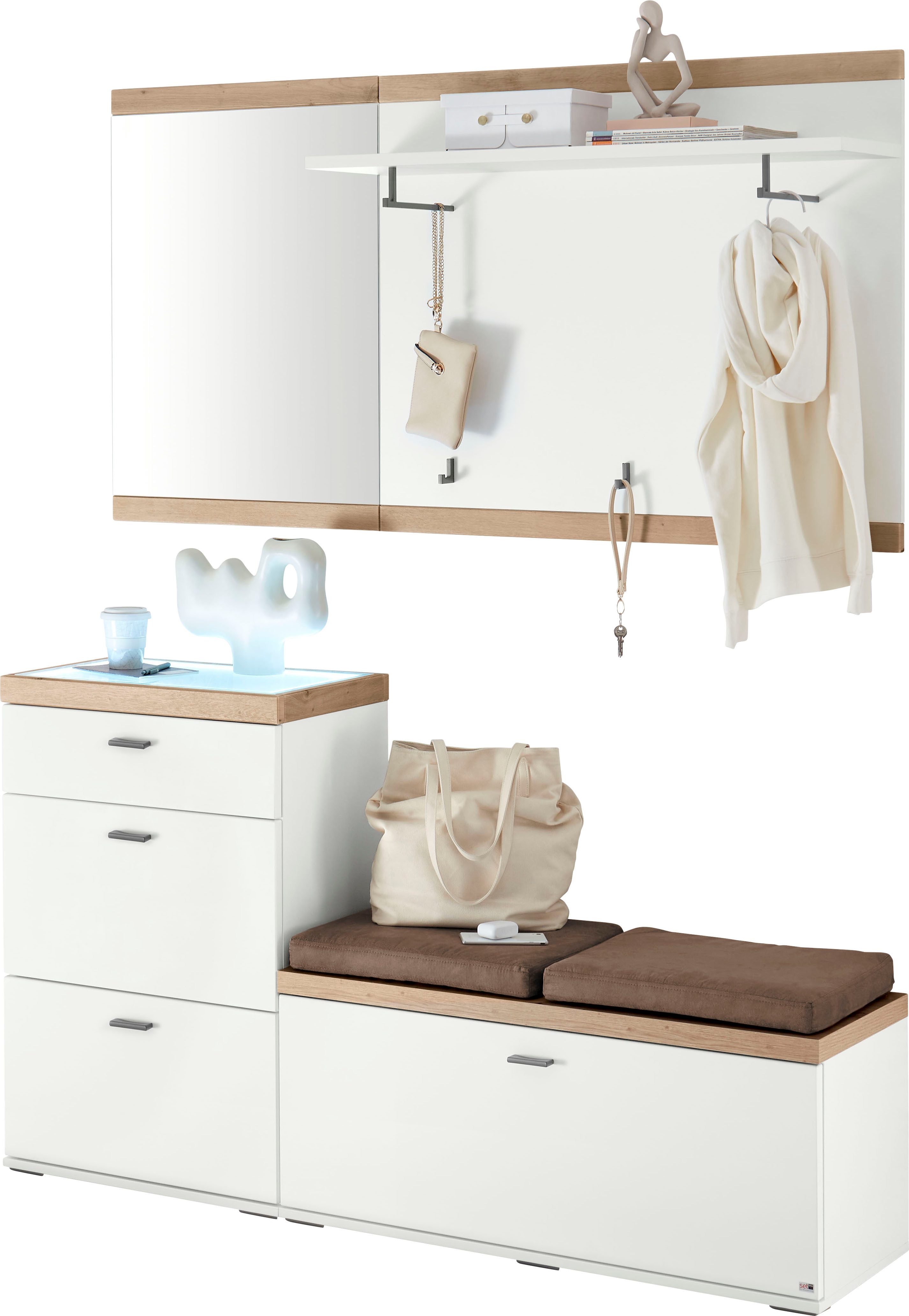 set one by Musterring Compact kapstokmeubel Lancaster Dielen bestaande uit 4 delen, verkrijgbaar in twee kleuren, totale breedte 160 cm (4 stuks)