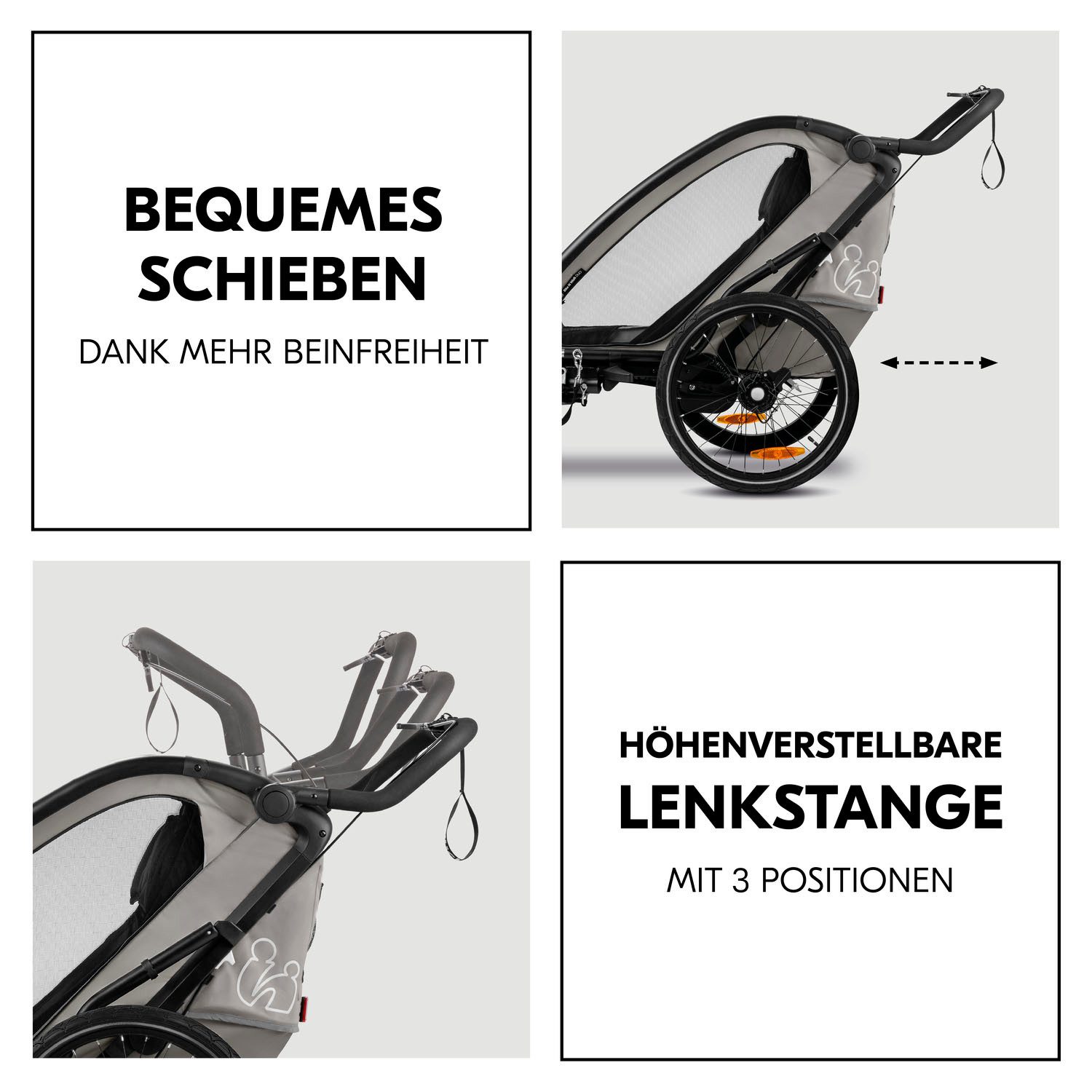 Hauck Kinderen fiets aanhanger Bike N Walk Duo voor 2 kinderen, incl. dissel