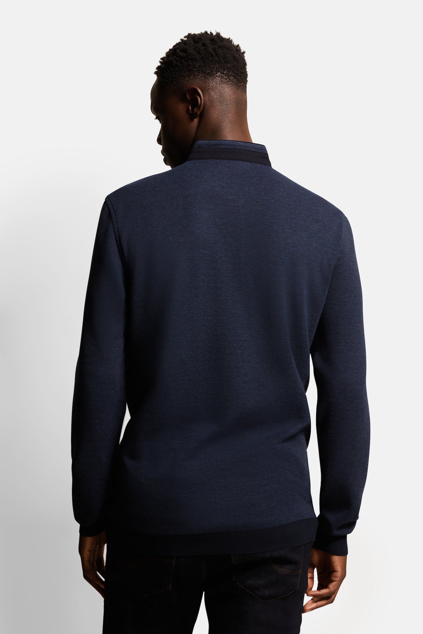 Bugatti Poloshirt met lange mouwen met opstaande kraag