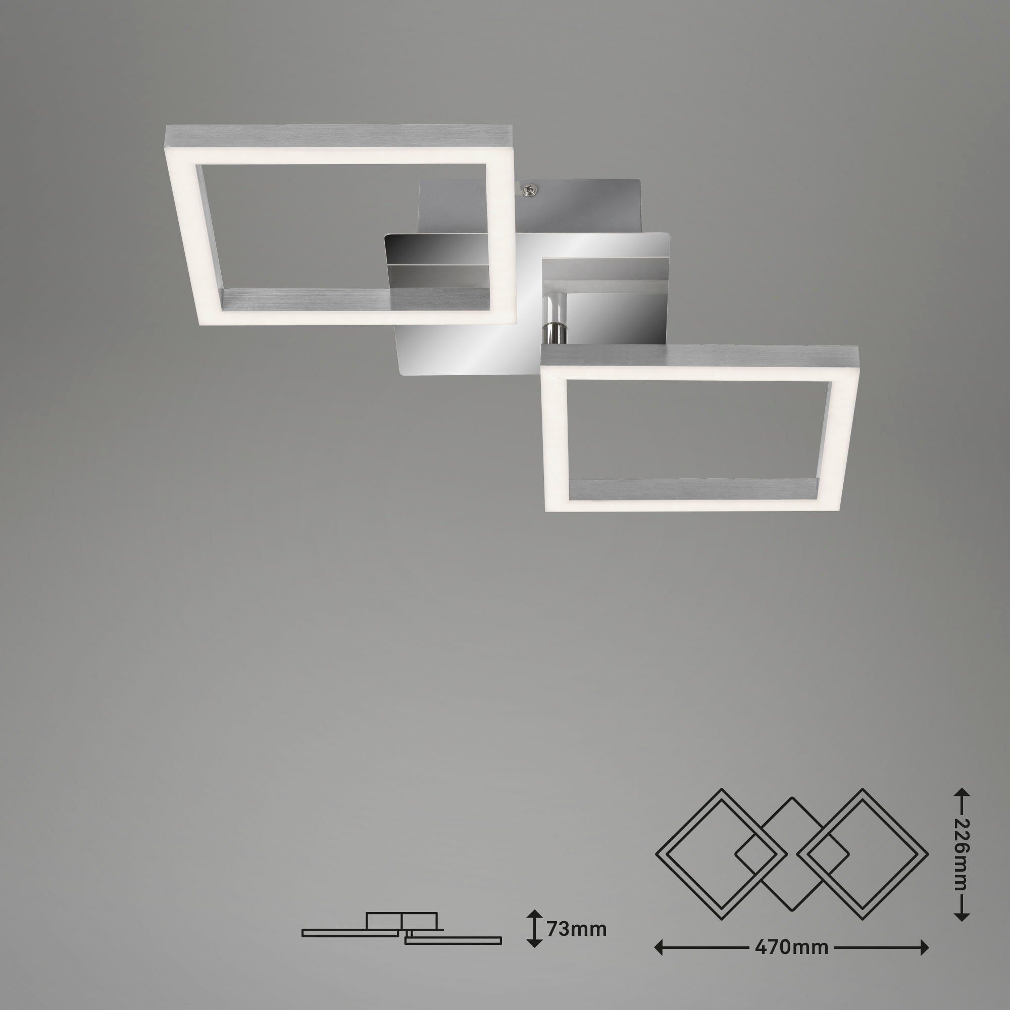 Briloner Leuchten Led-plafondlamp 3207018 FRAME Plafondlamp, 47x22,6x7,3 cm, chroom-aluminium, 5,5W, woonkamer, slaapkamer