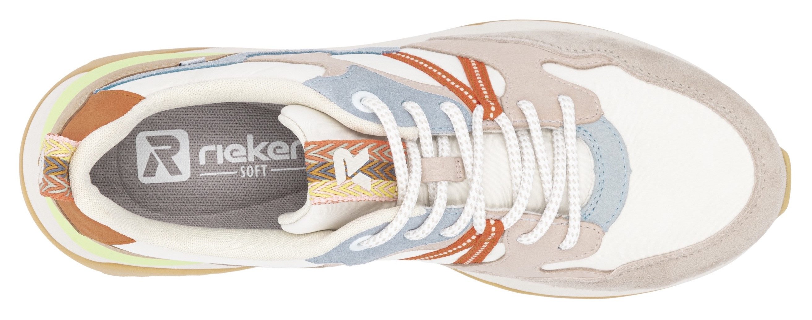 RIEKER Sport Sneakers met sleehak Bel Air vrijetijdsschoen, lage schoen, veterschoen met uitneembaar voetbed