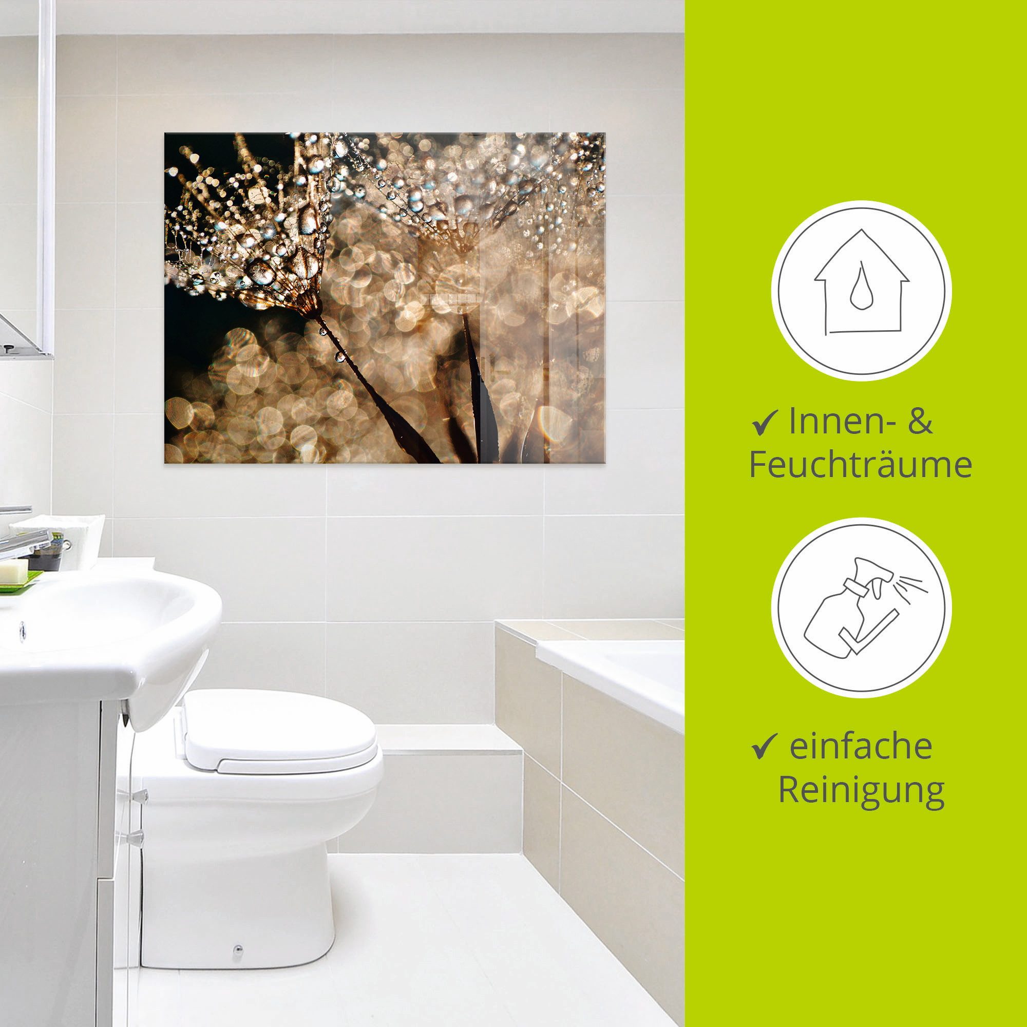 Artland Print op glas Pluizenbol goudgloed in verschillende maten