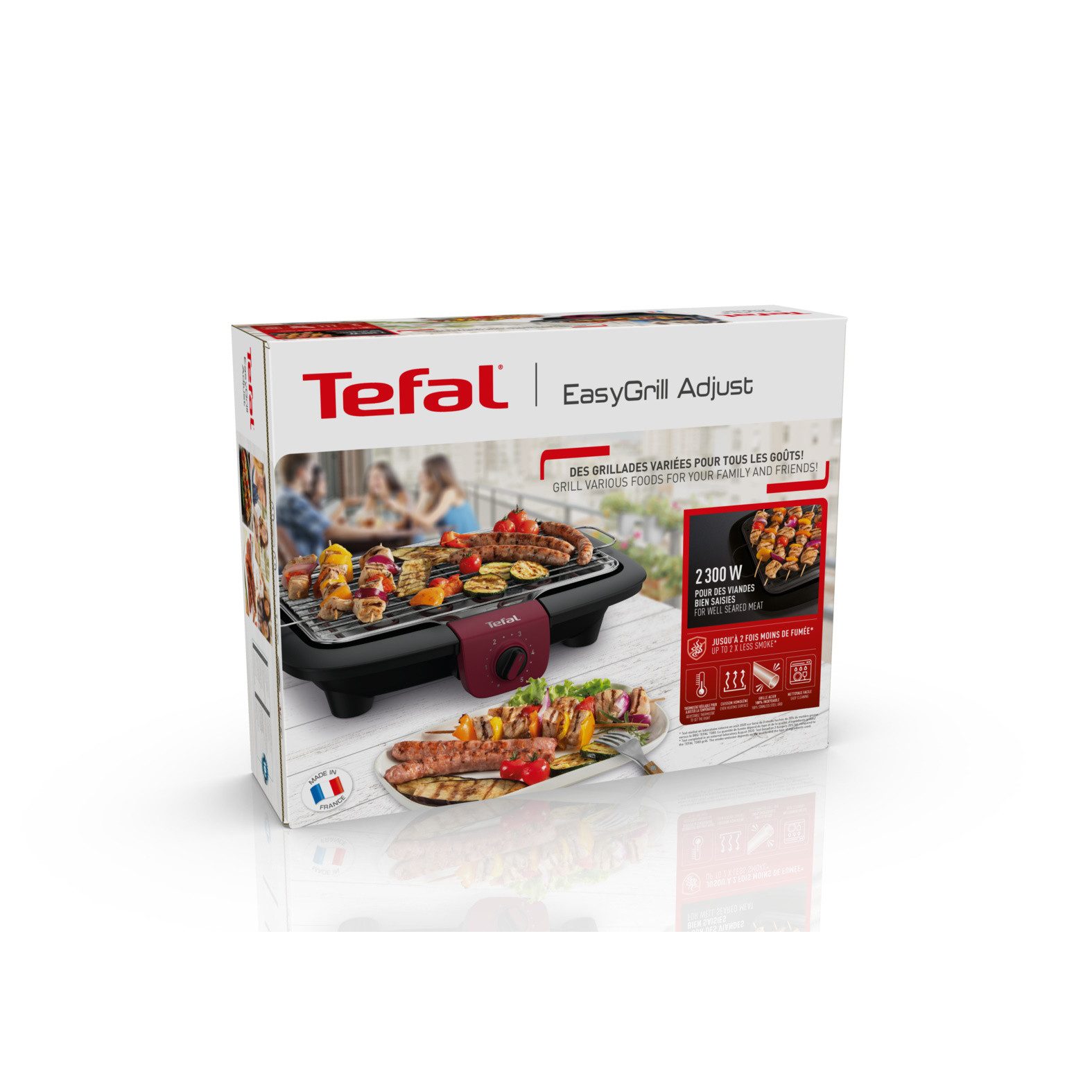 Tefal Tafelgrill EasyGrill Adjust, met water vulbare lekbak tegen rook en geuren