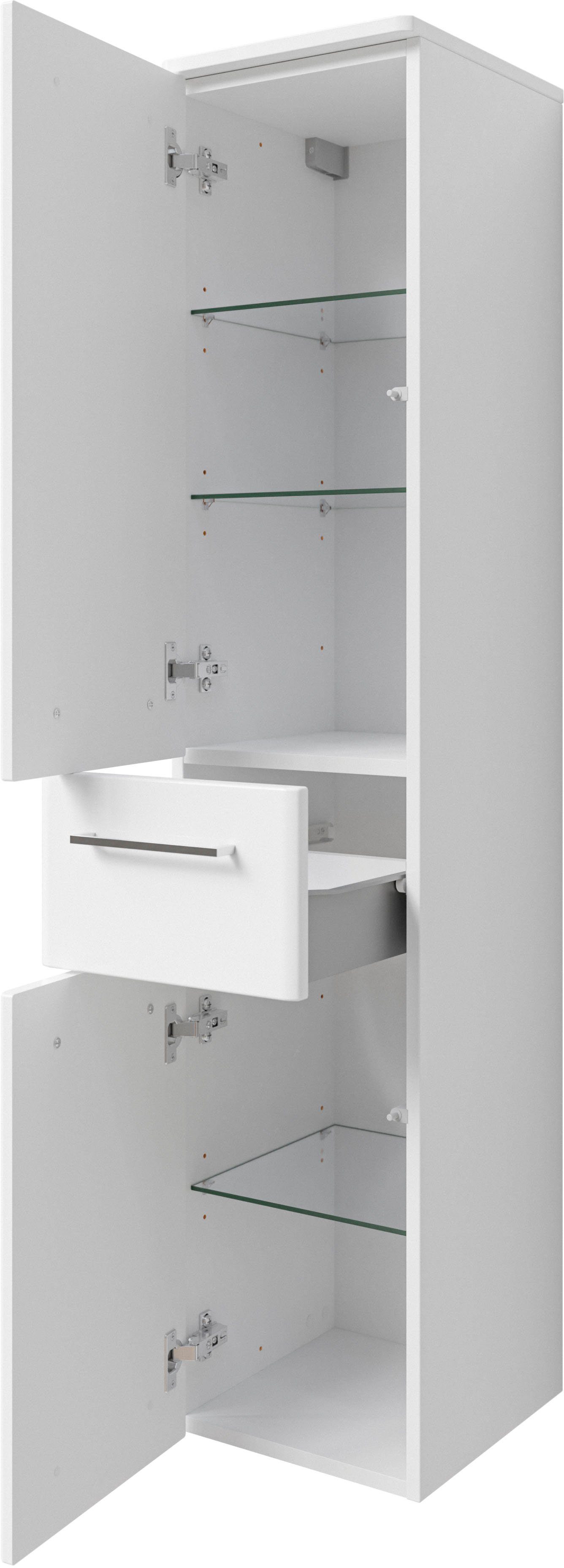 Saphir Halfhoge kast Quickset 316 Badkamermeubel 30 cm breed, 2 deuren, 1 lade Badkamer-halfhoge kast inclusief deurdemper, grepen in glanzend chroom