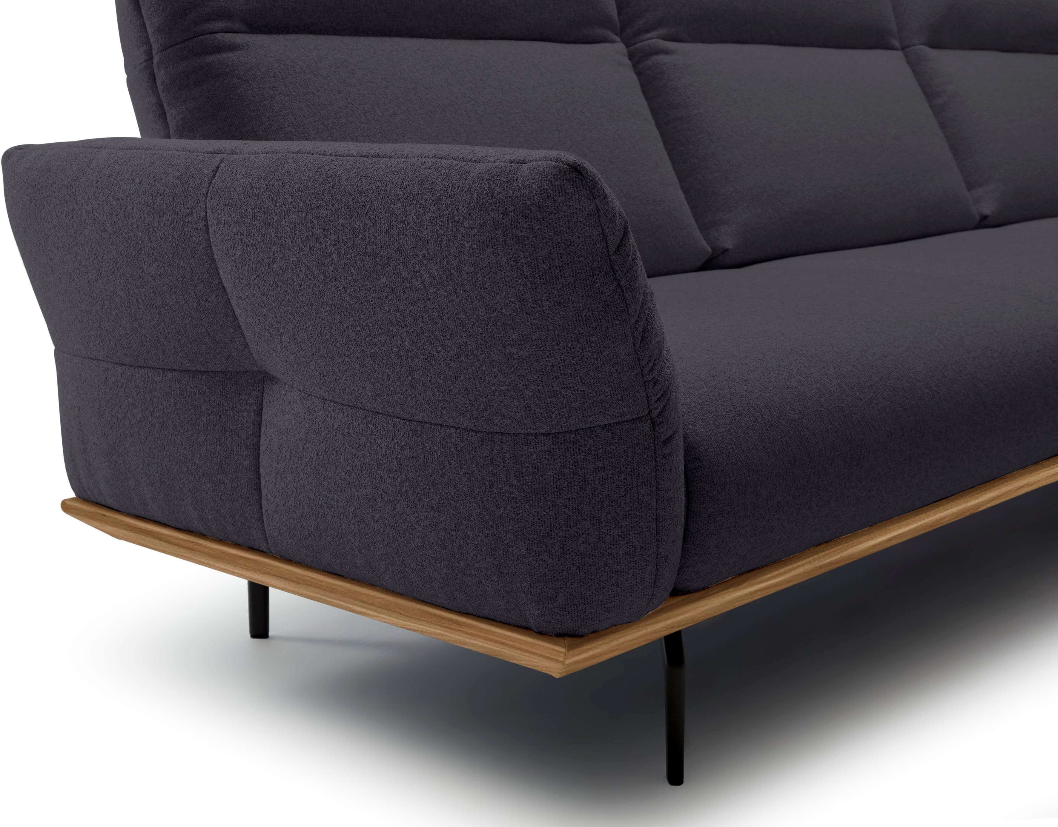 Creation BY ROLF BENZ Hoekbank CR.460 Sokkel in walnotenhout, onderstel in umbra grijs, breedte 338 cm