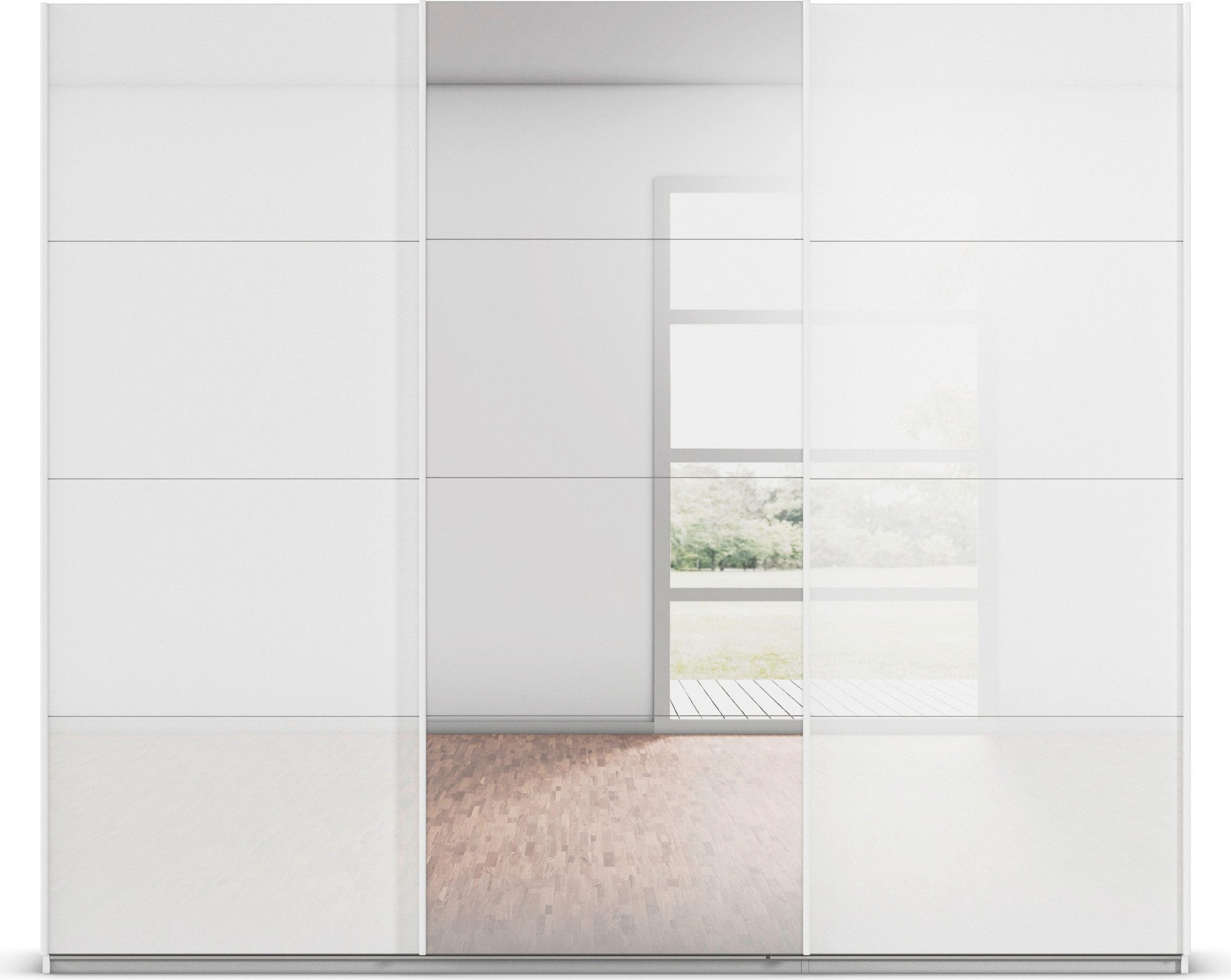 rauch Schuifdeurkast Kledingkasten kast garderobe AGORDO met glazen front doordachte binnenuitrusting, in 4 breedtes en 2 hoogtes made in germany