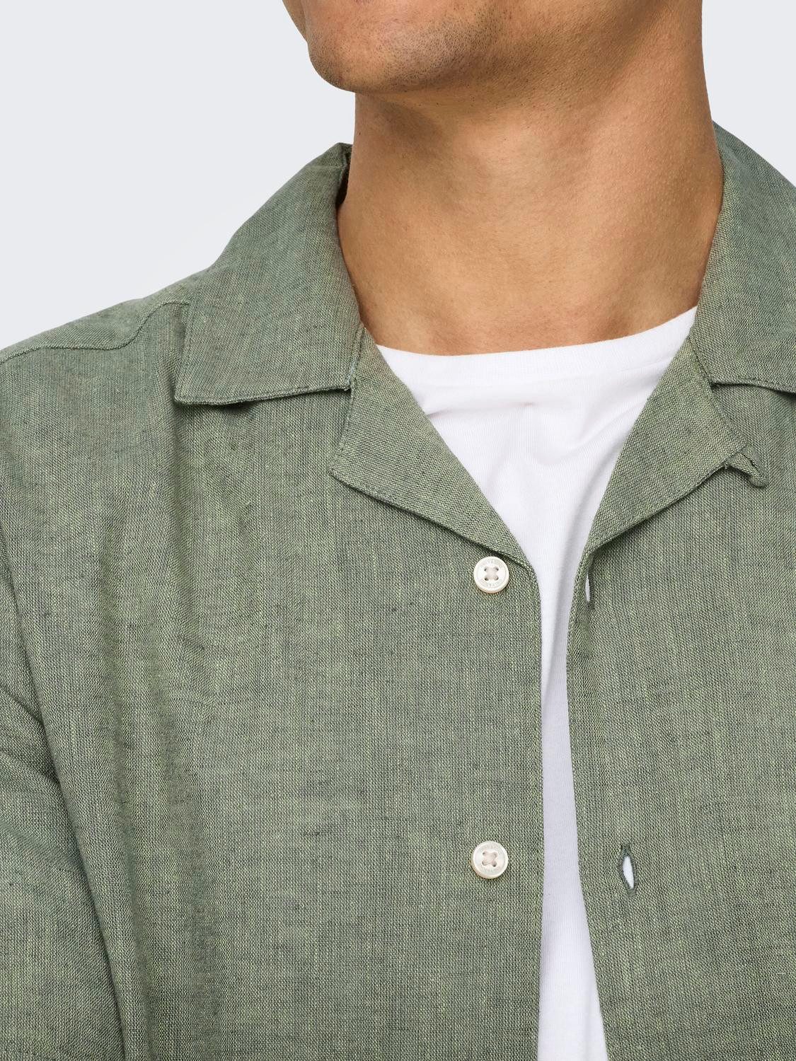 ONLY & SONS Overhemd met korte mouwen ONSCAIDEN SS SOLID RESORT LINEN NOOS