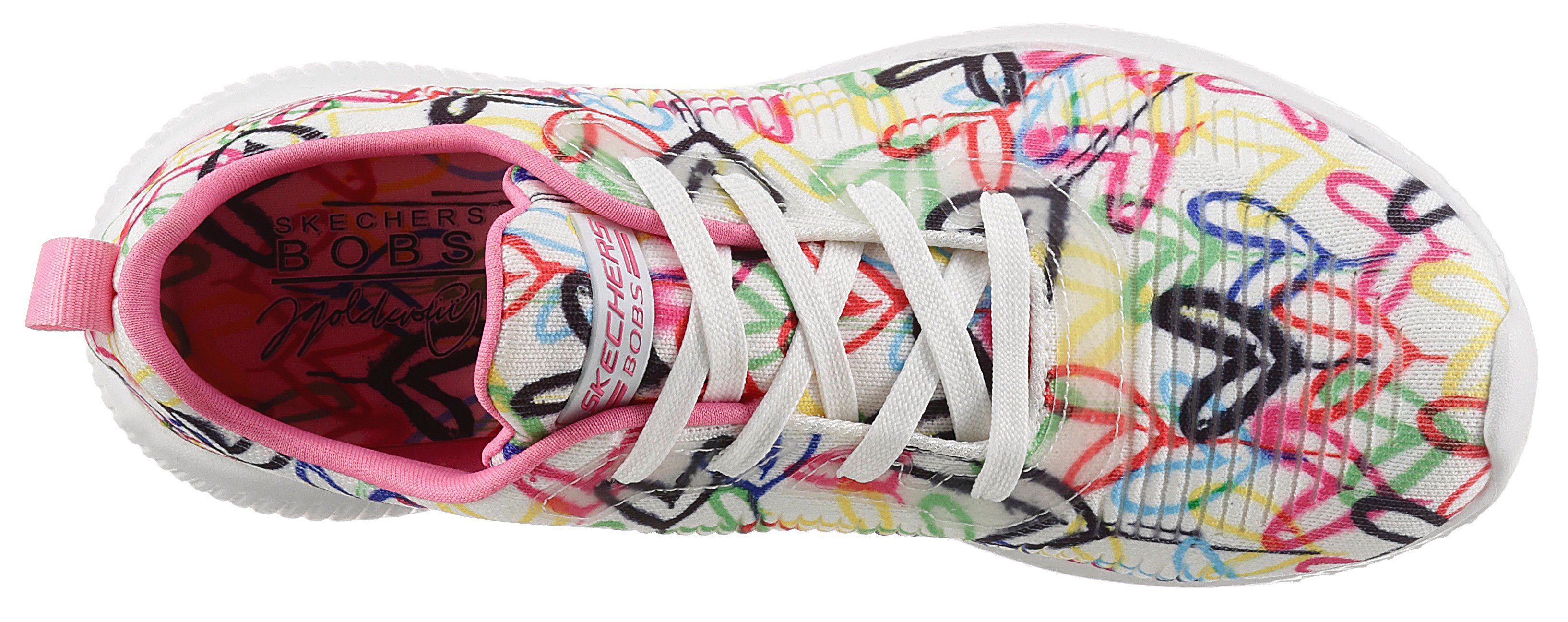Skechers Sneakers BOBS SQUAD met allover hartjesprint, vrijetijdsschoen, lage schoen, veterschoen