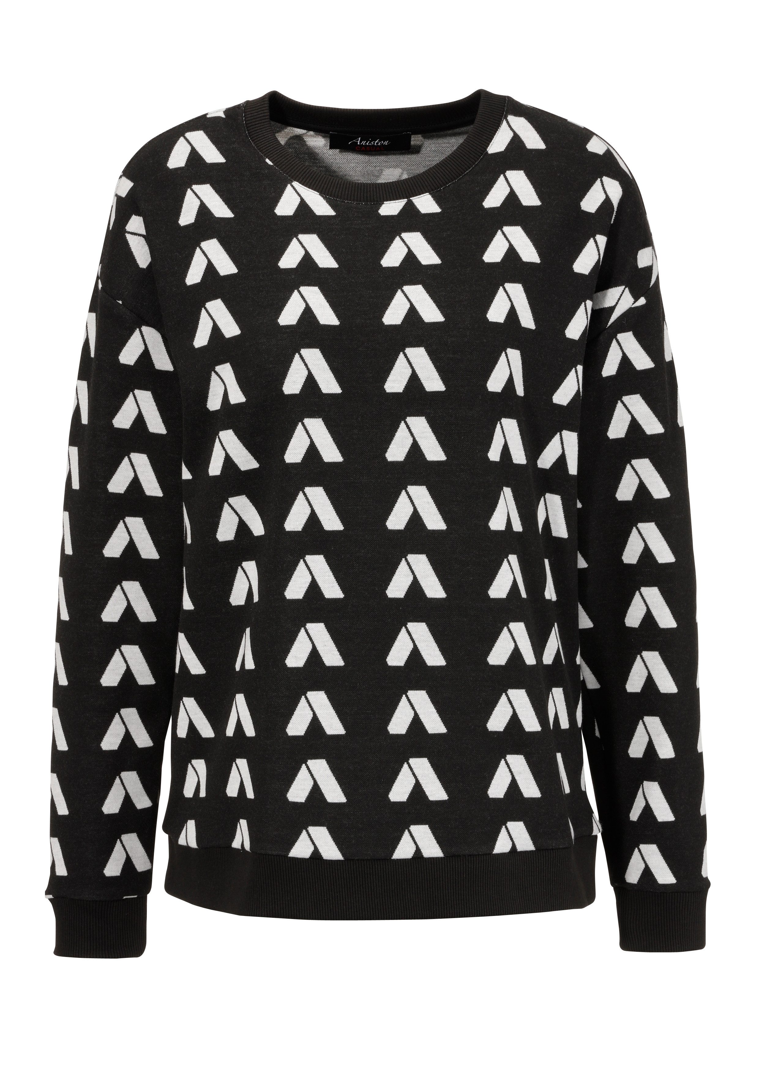 Aniston CASUAL Sweatshirt met contrasterende, abstracte a's