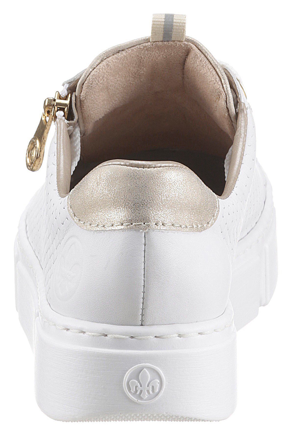Rieker Plateausneakers met goudkleurige details, vrijetijdsschoen, lage schoen, veterschoen