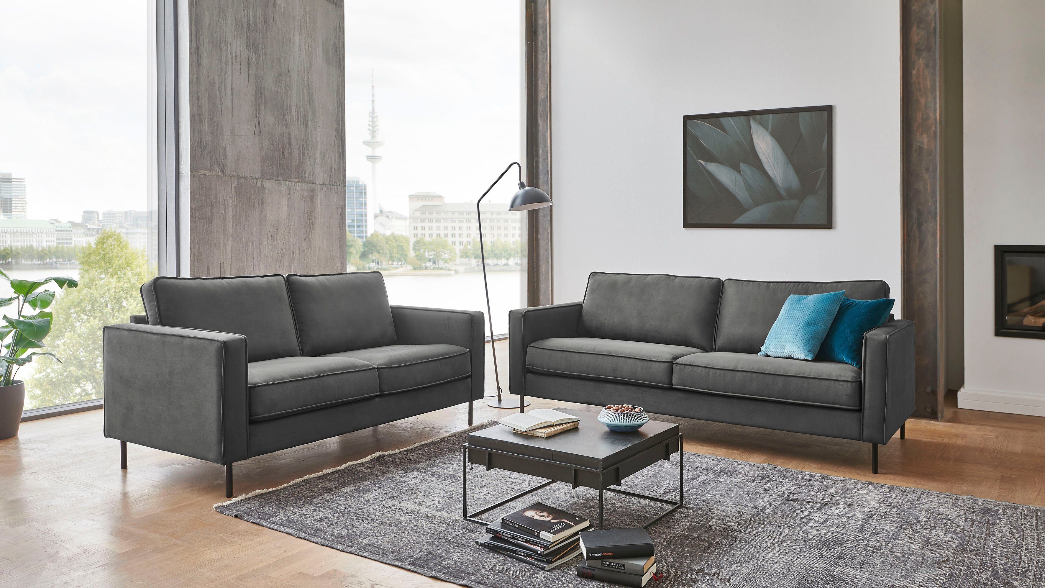 ATLANTIC home collection 3-zitsbank WESTON in scandinavische stijl, met golfvering