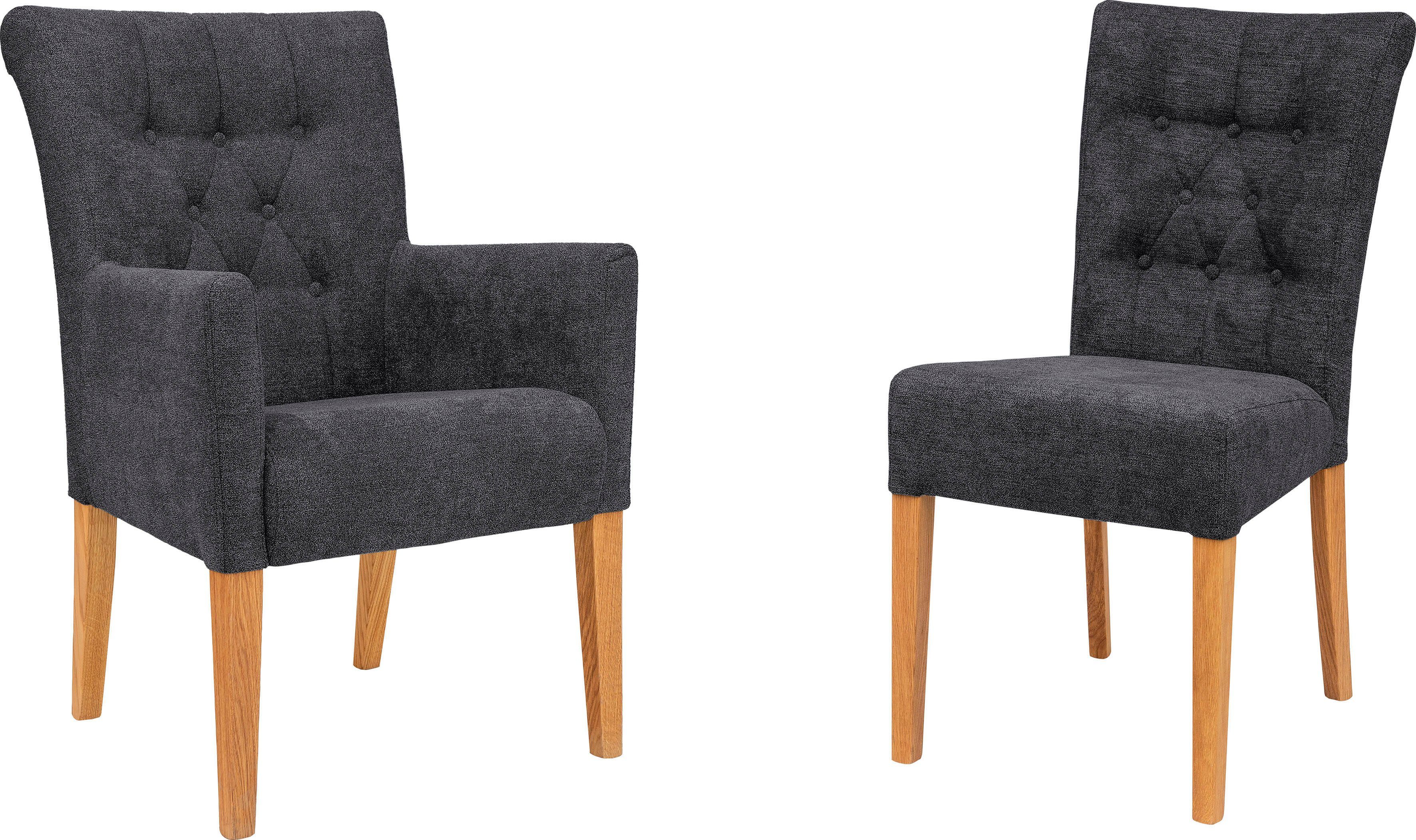 Home affaire Eetkamerstoel King Fauteuil met knoopdetails, gestoffeerde stoel (1 stuk)