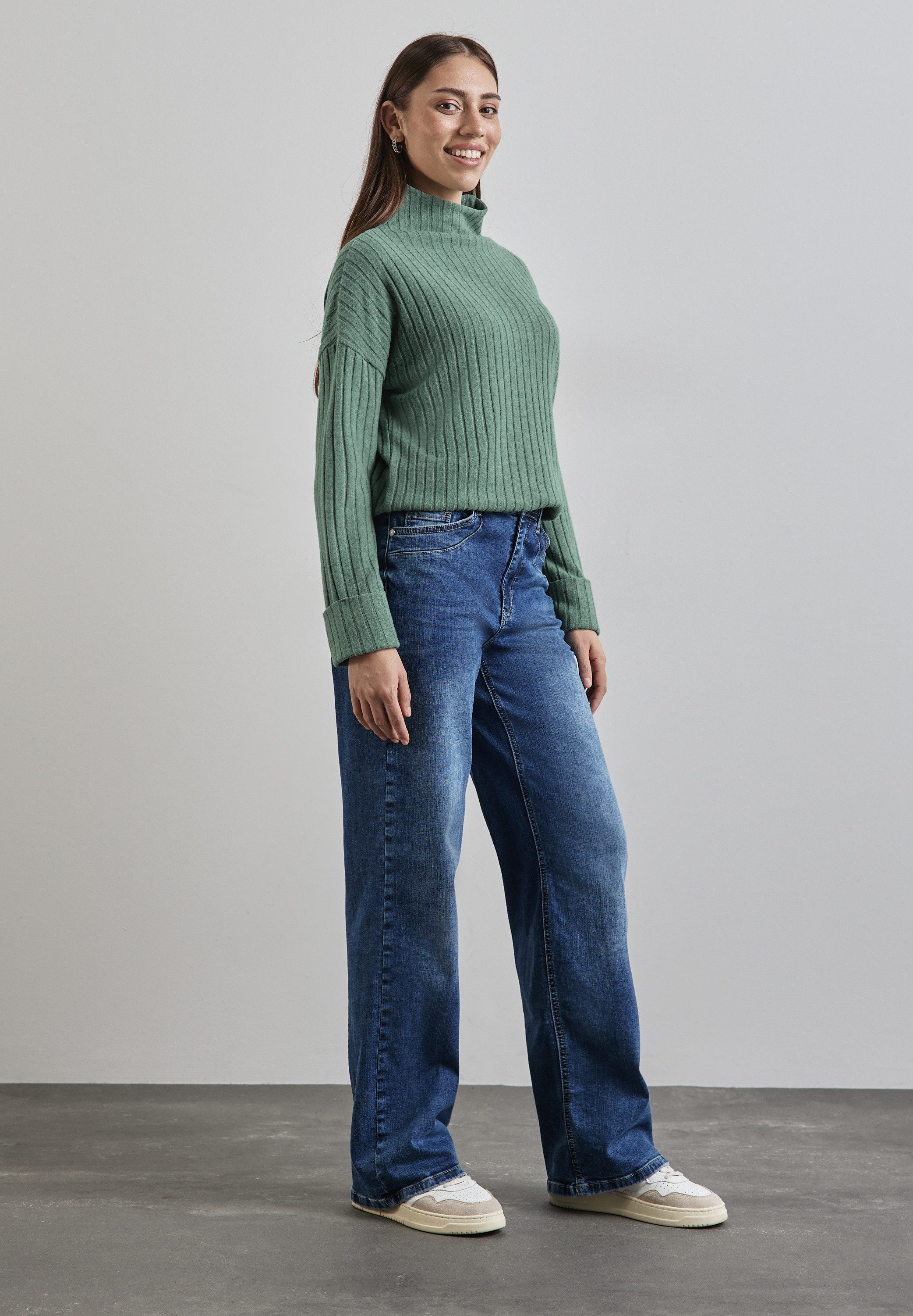 STREET ONE Shirt met lange mouwen met ribstructuur