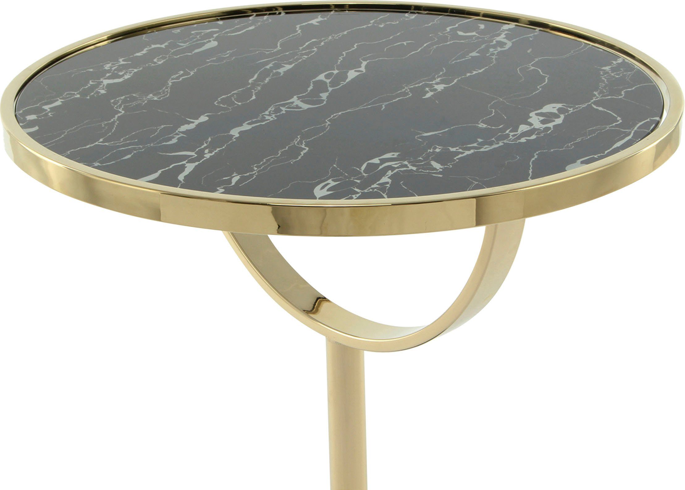 Kayoom Bijzettafel Rocio, opvallend design, stabiele marmeren sokkel opvallend frame, stabiele marmeren voet, gemarmerde glazen plaat (1 stuk)