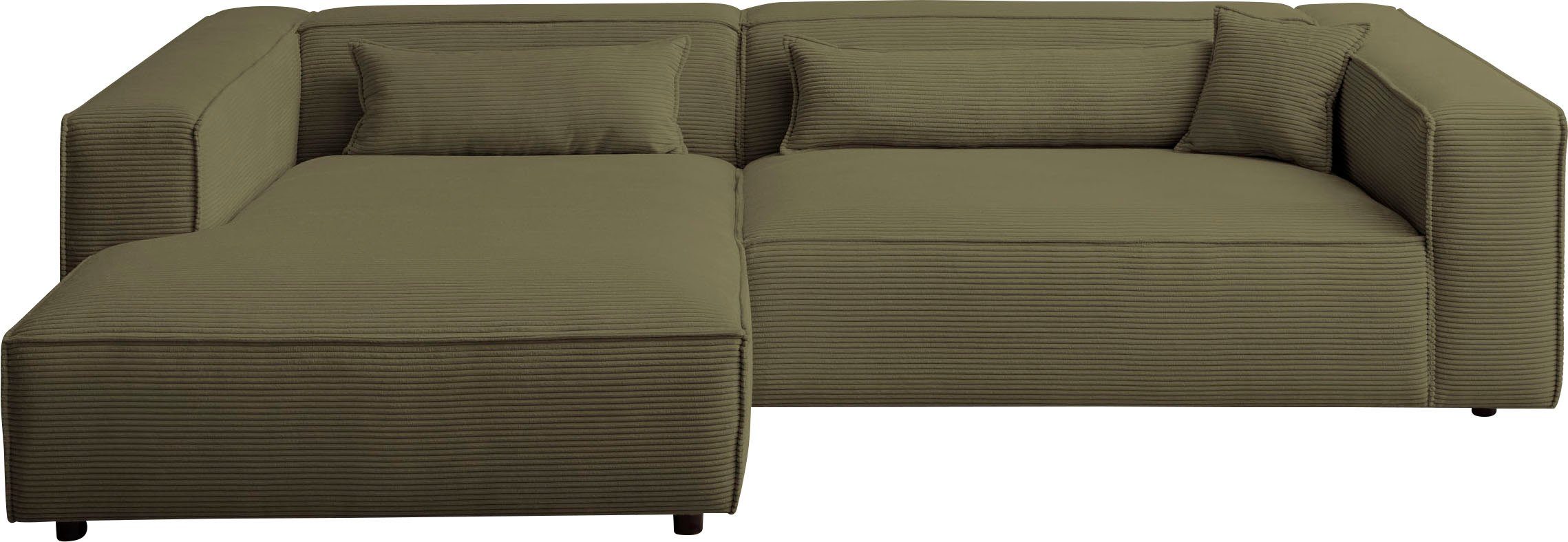 LeGer Home by Lena Gercke Hoekbank PIARA XXL, Big-sofa in cord of linnenlook, L-vorm, met biesnaad