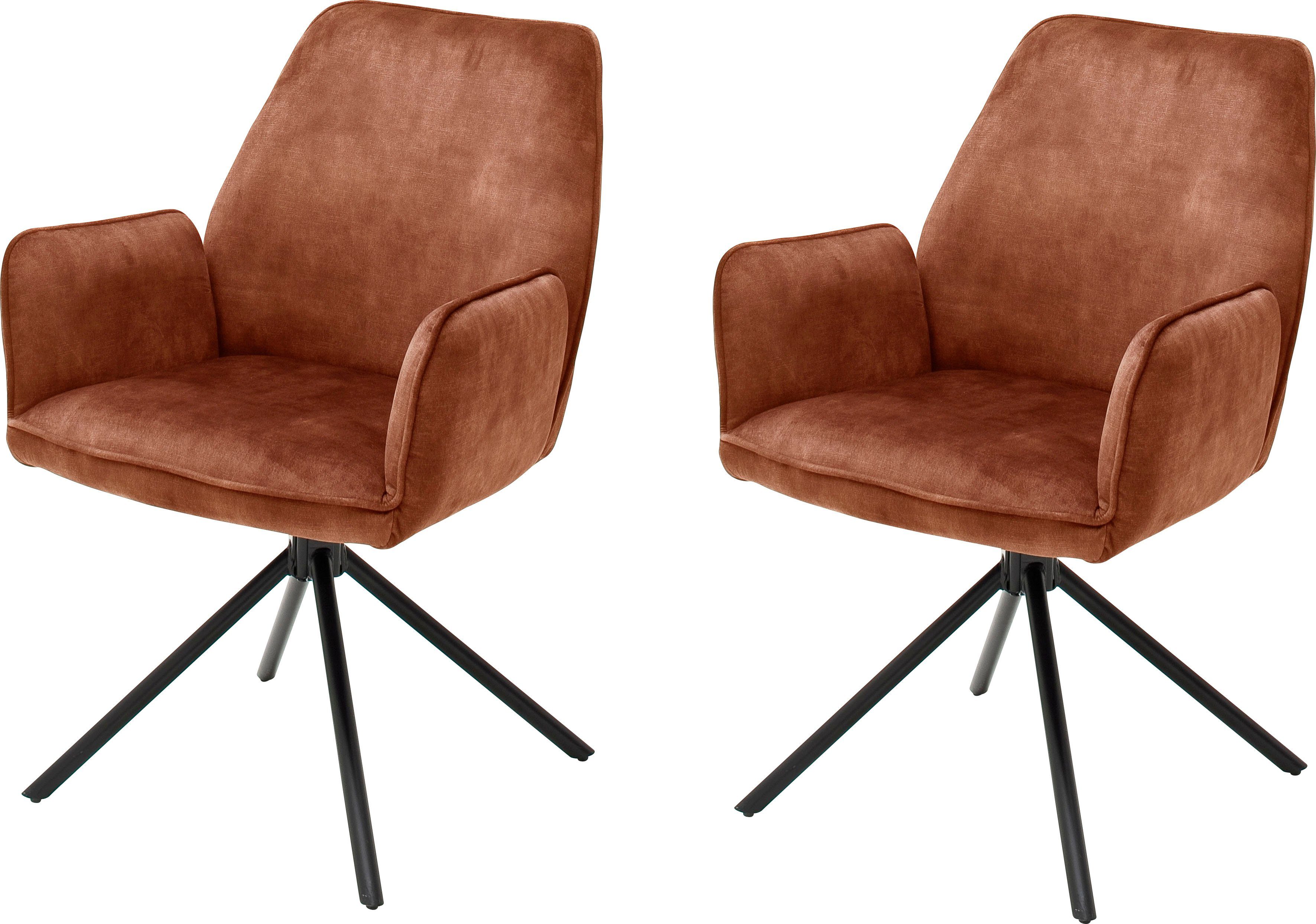 MCA furniture Eetkamerstoel Ottawa met armleuning Vintage suède-look met opstaande naad, stoel belastbaar tot 120 kg (set, 2 stuks) 4 poot stoelen
