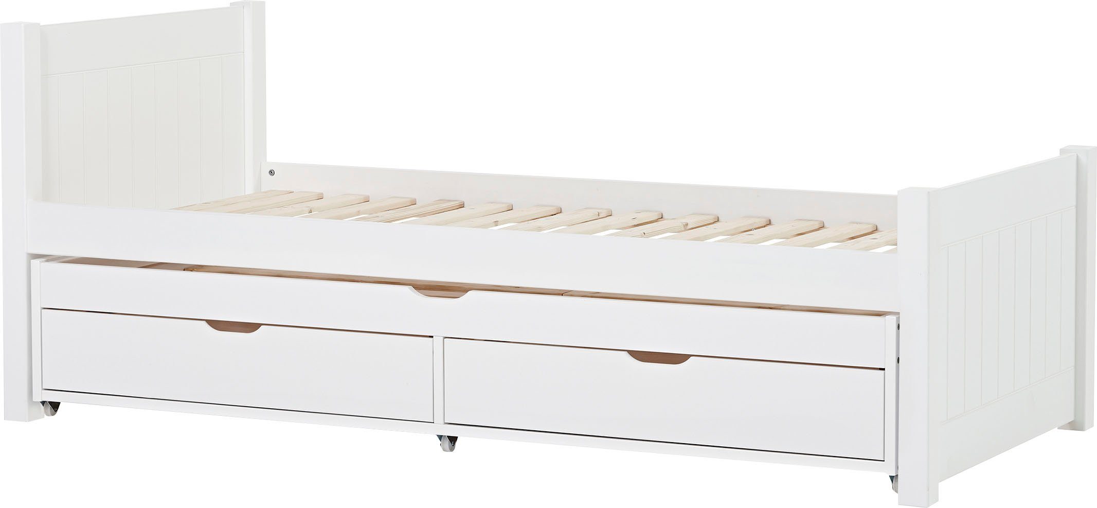 Hoppekids Kinderledikant Deluxe 90x200 + uittrekbaar logeerbed eenpersoonsbedden wit