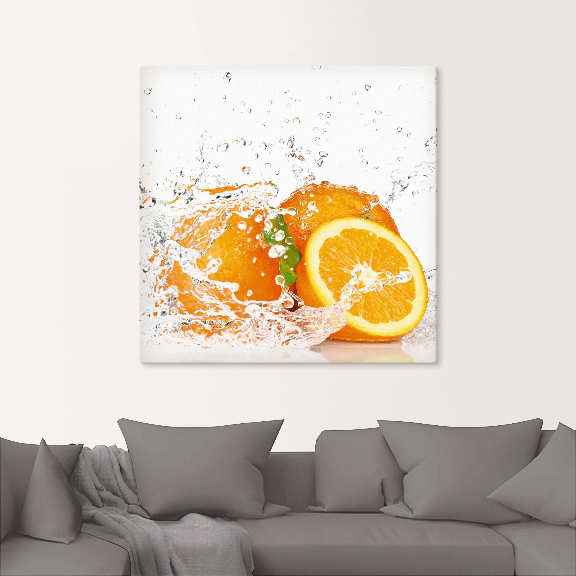 Artland Artprint Orange met spatwater als artprint op linnen, poster, muursticker in verschillende maten