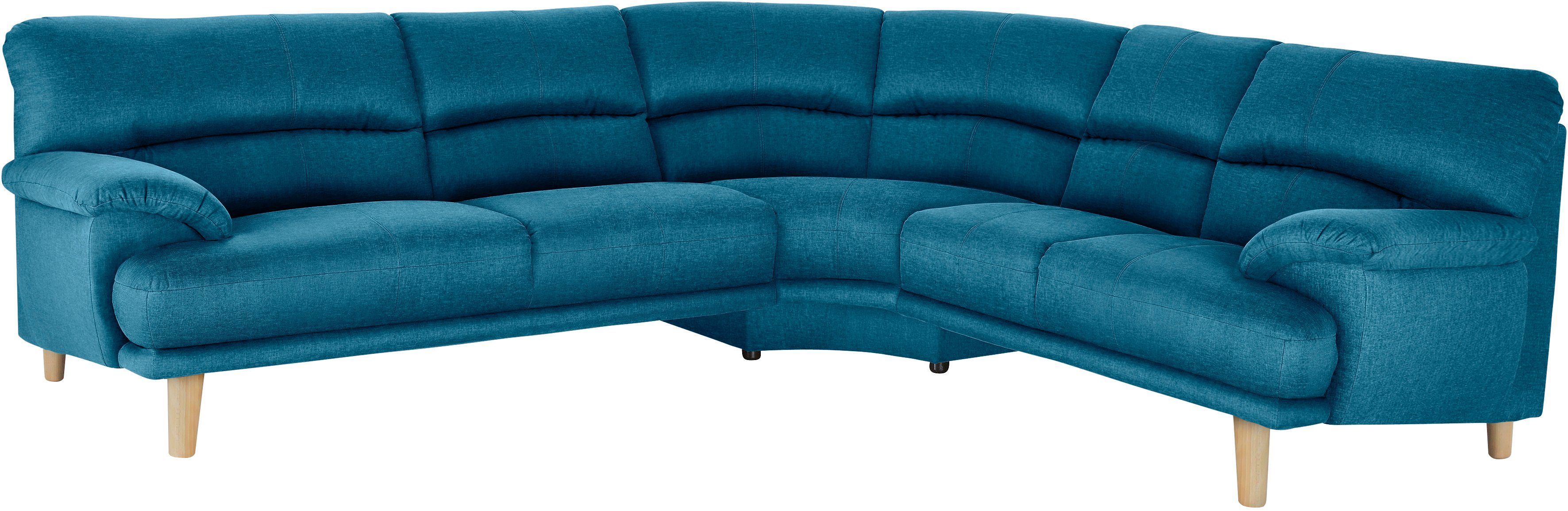 TRENDMANUFAKTUR Hoekbank Cecilia, Italiaans design, modern en comfortabel, L-vorm blauw, hoekbanken, Lange zijde links, langer Schenkel links