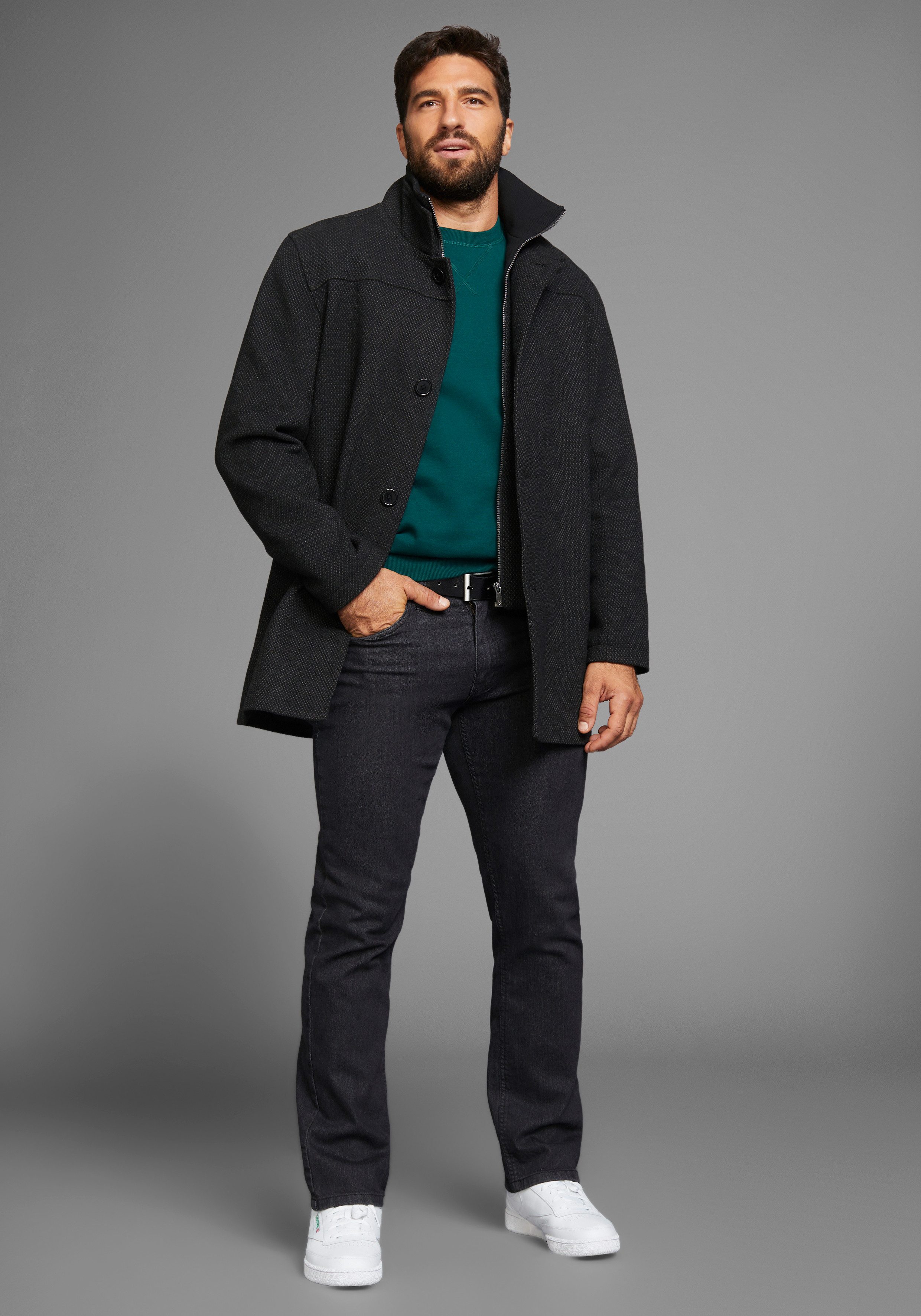 Man's World Sweatshirt Lange mouwen, basic-stijl, effen, ronde hals