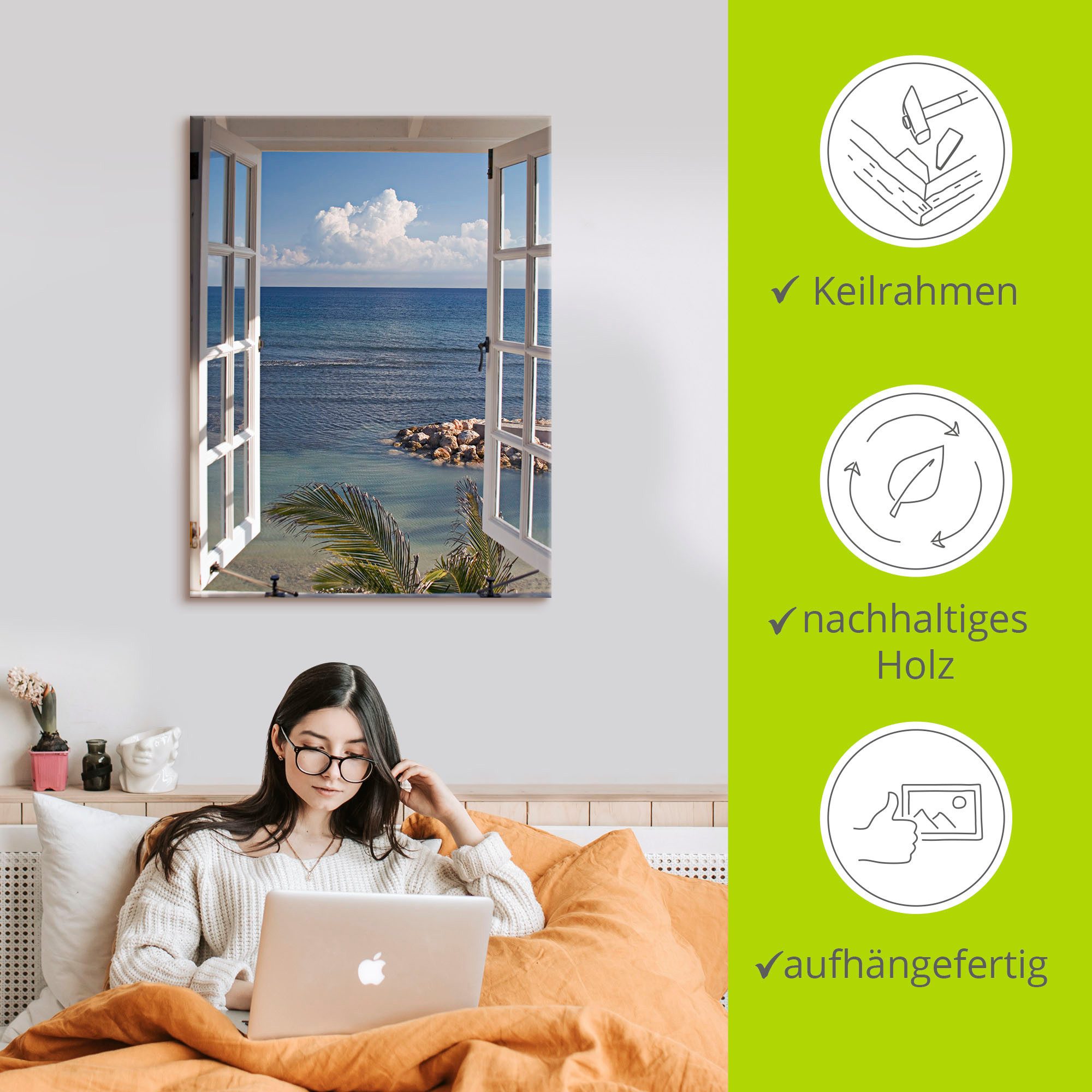 Artland Artprint Uitzicht op het paradijs als artprint van aluminium, artprint voor buiten, artprint op linnen, poster, muursticker