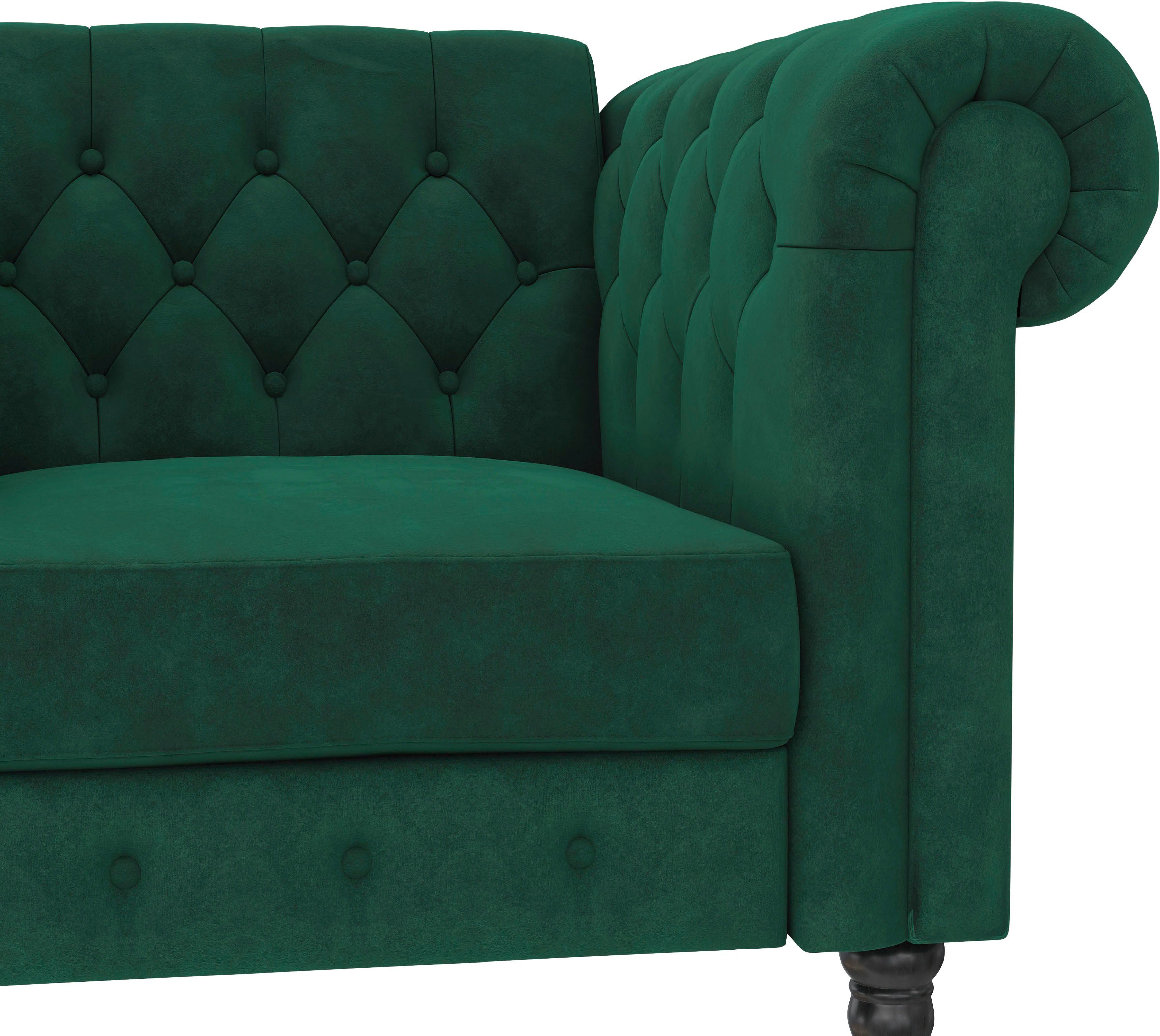 Dorel Home Chesterfield-fauteuil Felix met rugleuning 3-voudig verstelbaar, benen massief hout, zithoogte 46 cm