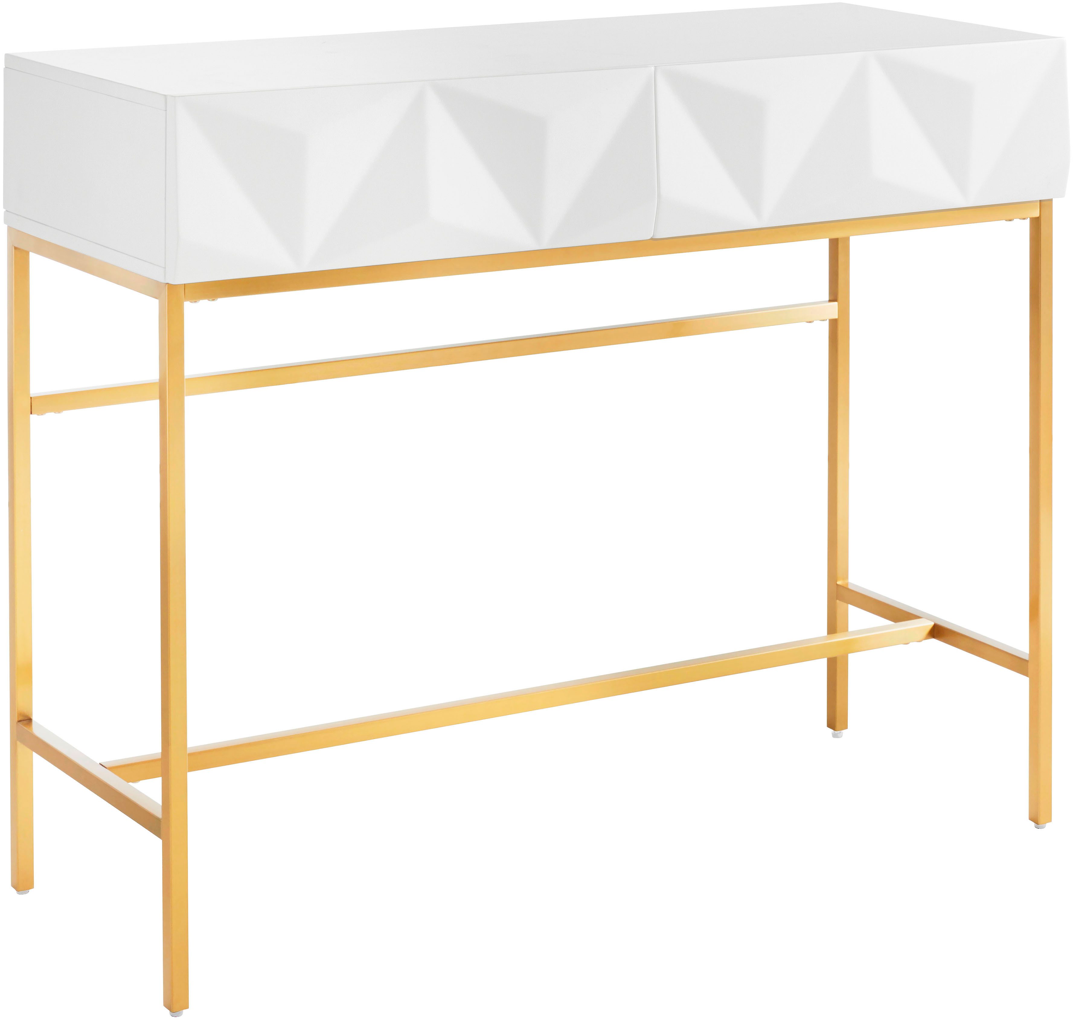 Leonique Dressoir Minfi in 3d-look, sidetable met goudkleurig metalen frame