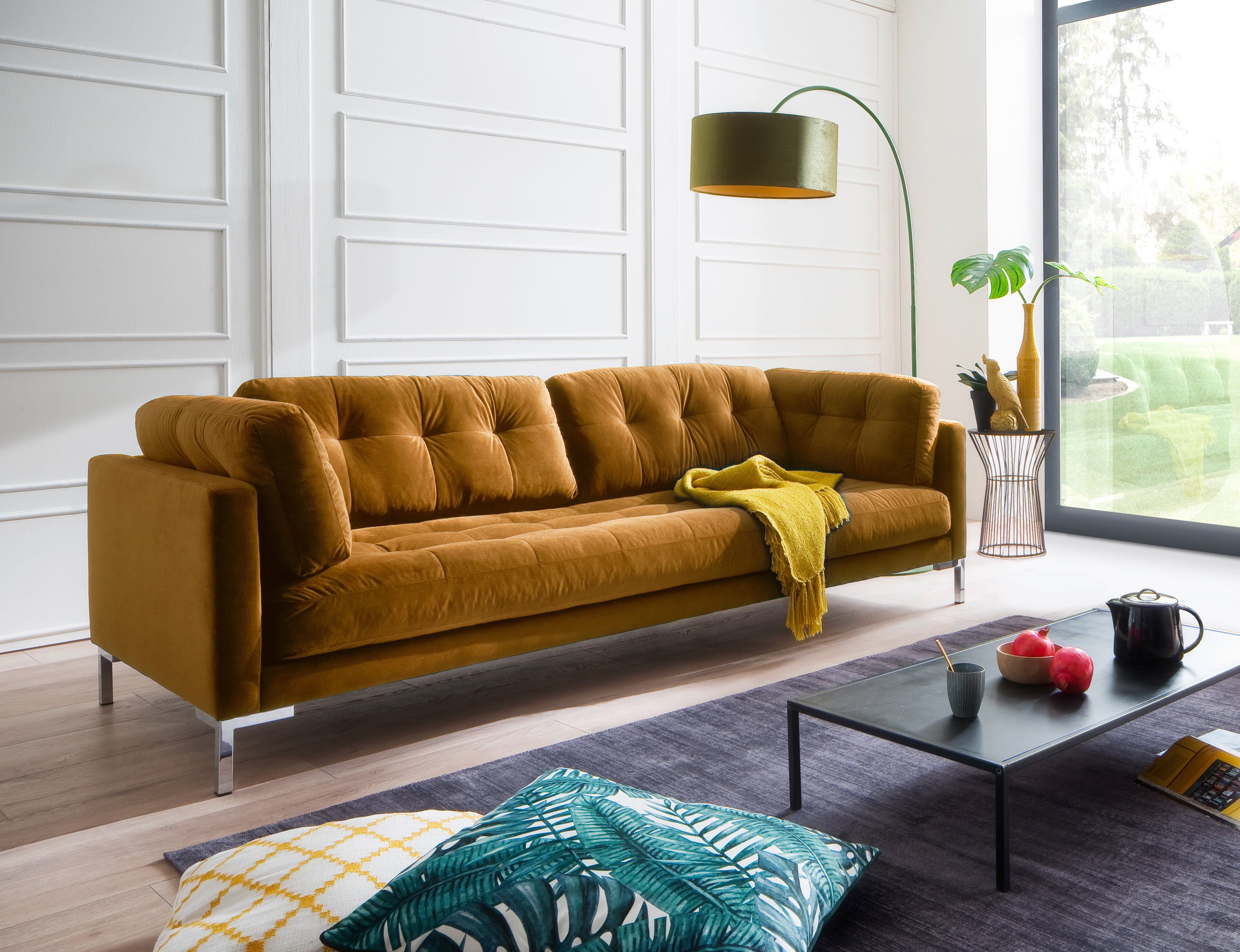Trends by HG 3-zitsbank Landau in cordstof met metalen voet