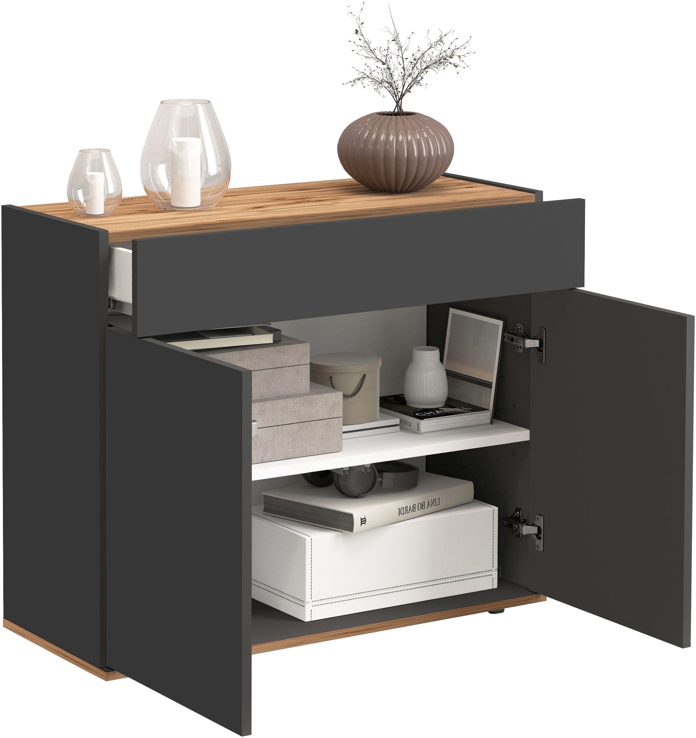 INOSIGN Dressoir Garda, Ladekast, Kast, Buffet 2 deuren, 1 lade, greeploos breedte 80,9 cm