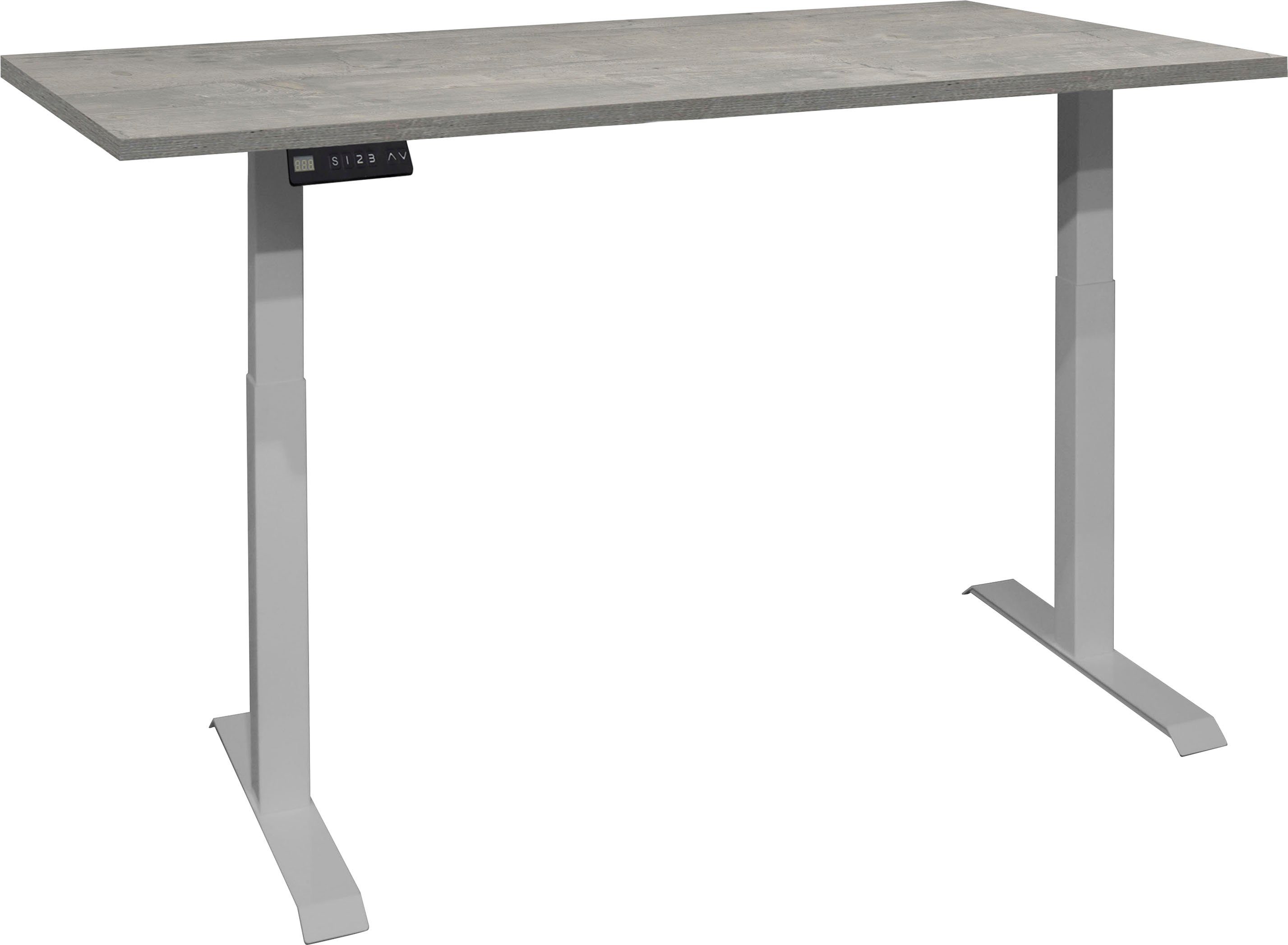 Mäusbacher Bureau Big System Office Breedte 140 cm, elektrisch in hoogte verstelbaar bureaus grijs