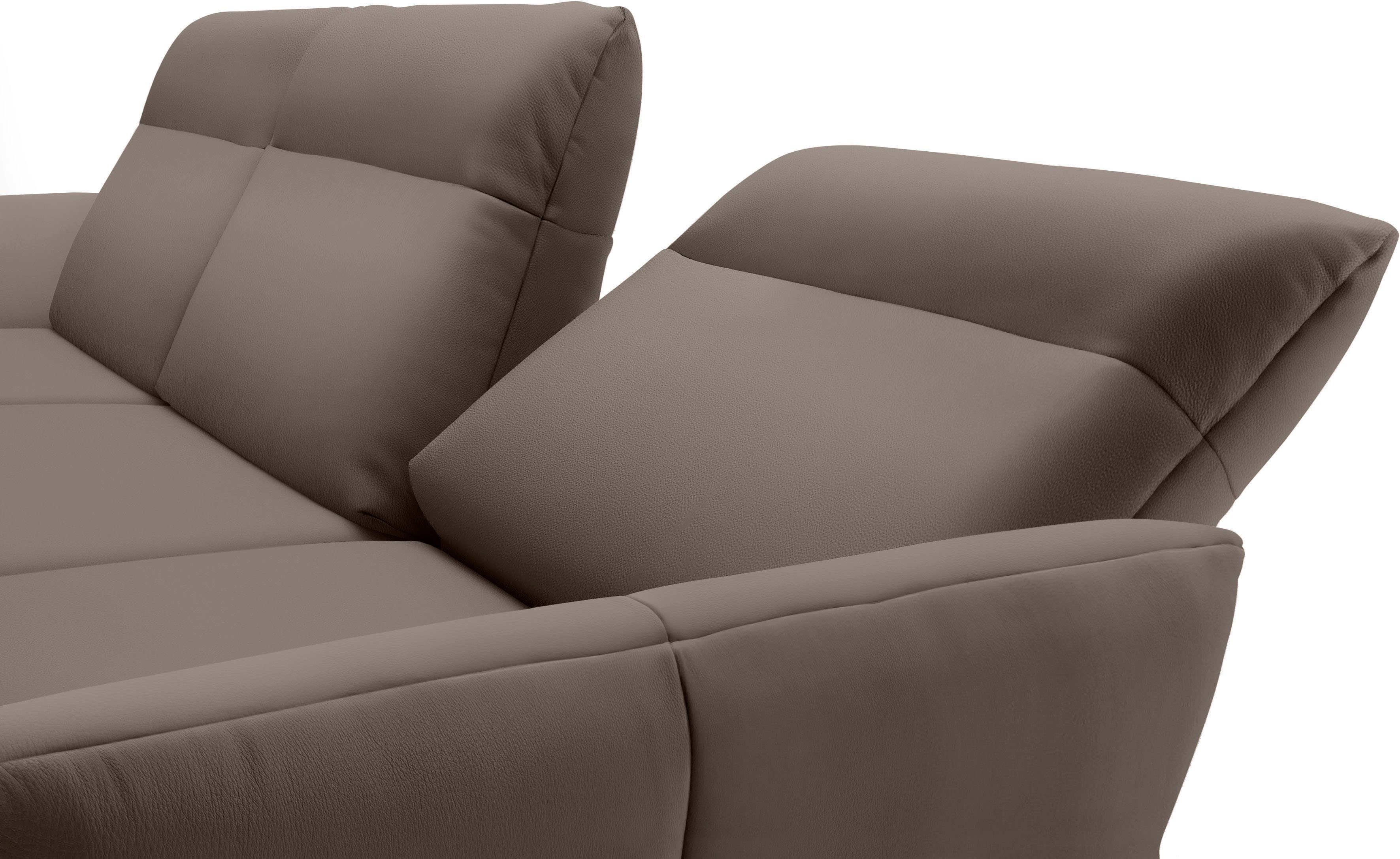 Creation BY ROLF BENZ Hoekbank Hs.460 Sokkel in walnotenhout, onderstel in umbra grijs, breedte 298 cm