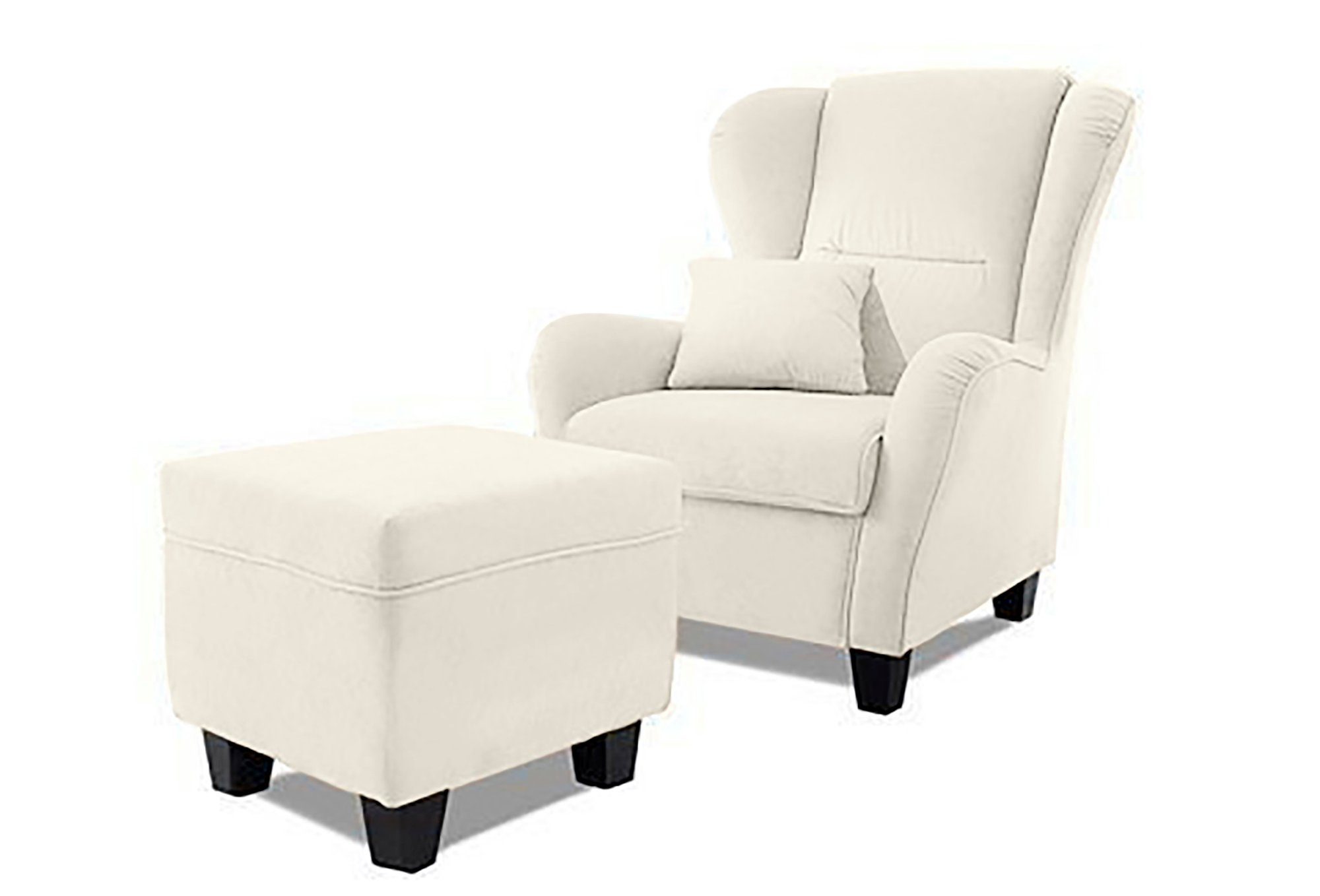 Home affaire Oorfauteuil Oliver Oorstoel, met poef, sierkussens, klassieke vorm (2 stuks)