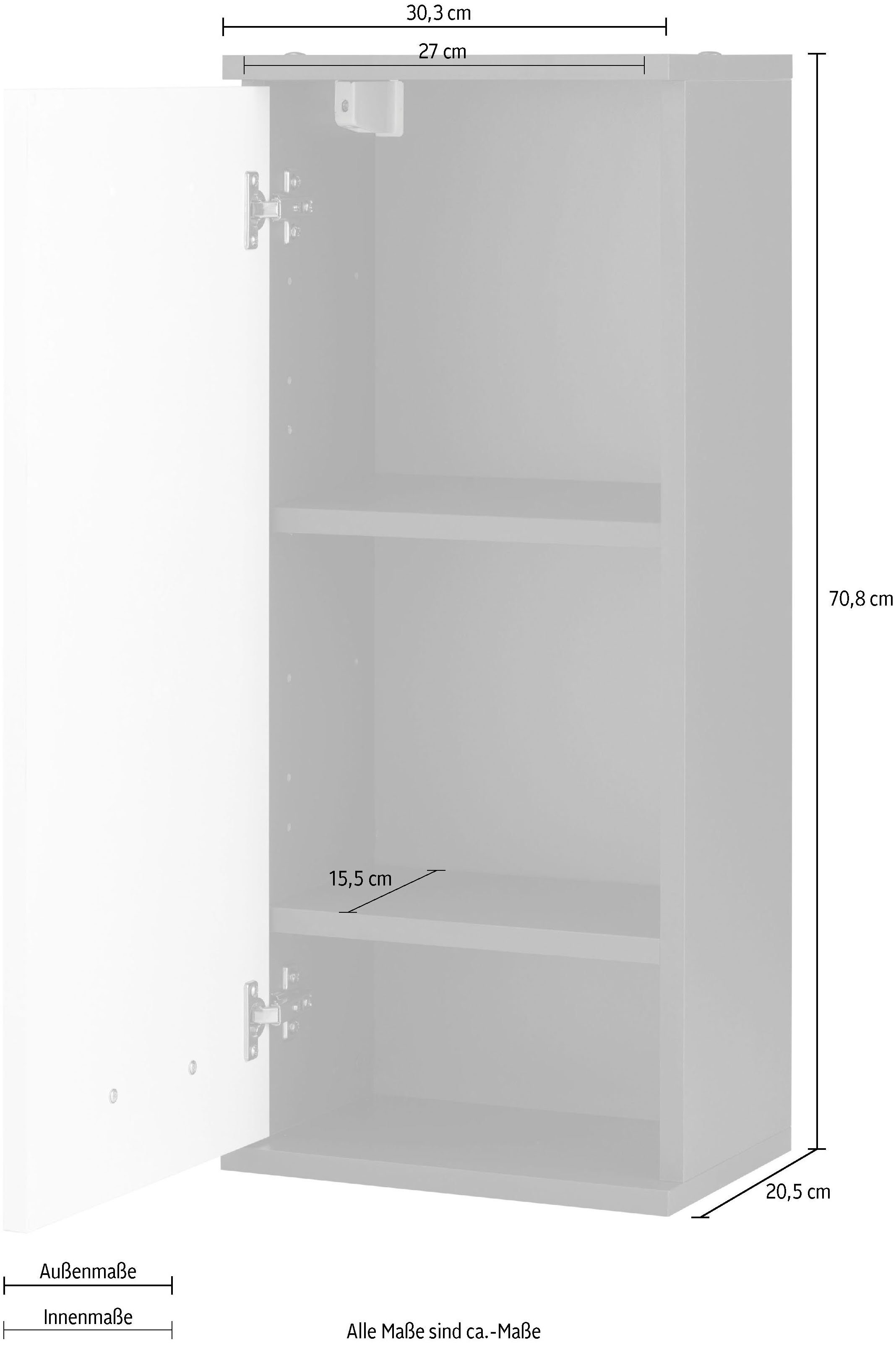 Schildmeyer Hangkast Mobes, Made in Germany Breedte x hoogte: 30,3x70,8 cm, deur aan beide kanten te monteren, badkamerkast
