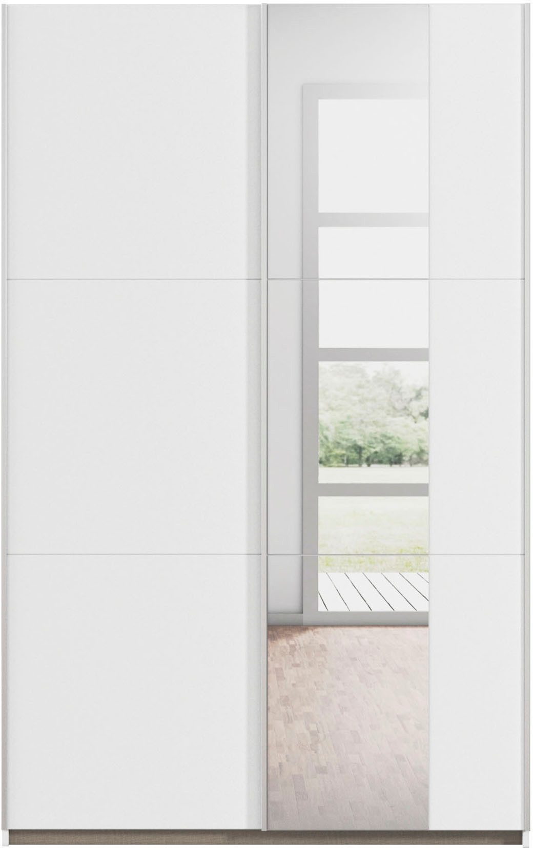 rauch Zweefdeurkast Kledingkast draaideurkast kast garderobe KRONACH TOPSELLER met spiegel en veel opbergruimte, metalen greepstrips, made in germany