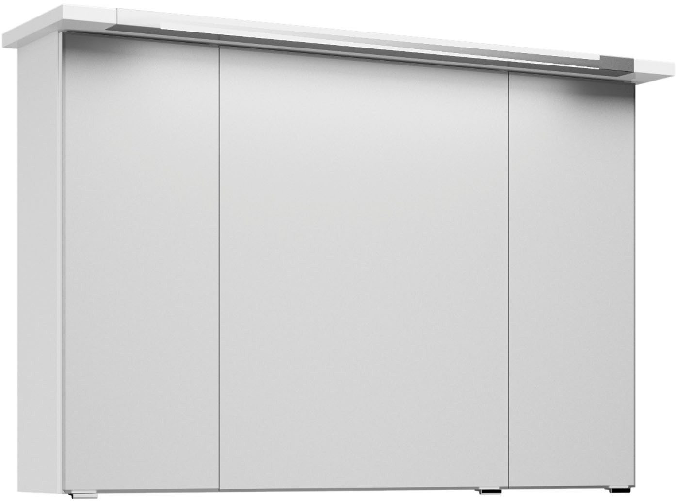 Saphir Badmeubelset Trentino 2-delig glazen wastafel, spiegelkast met LED-verlichting Badkamermeubel-set 107cm breed, incl. deurdemper, 3 deuren, 2 lades (3 stuks)